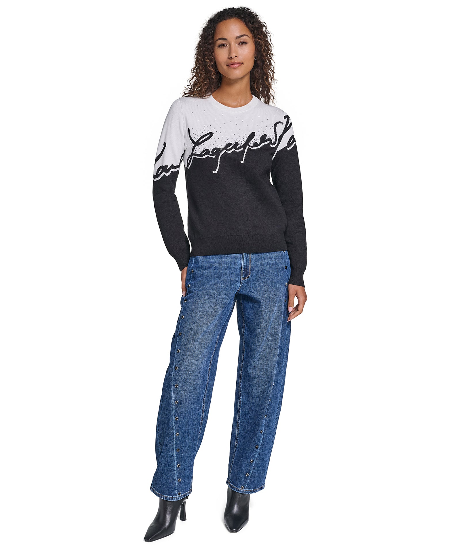 TWO TONED KARL SCRIPT SWEATER VIEW 5