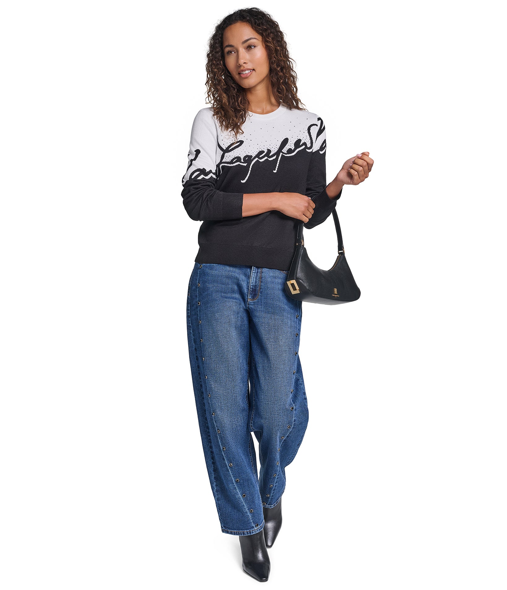 TWO TONED KARL SCRIPT SWEATER VIEW 4