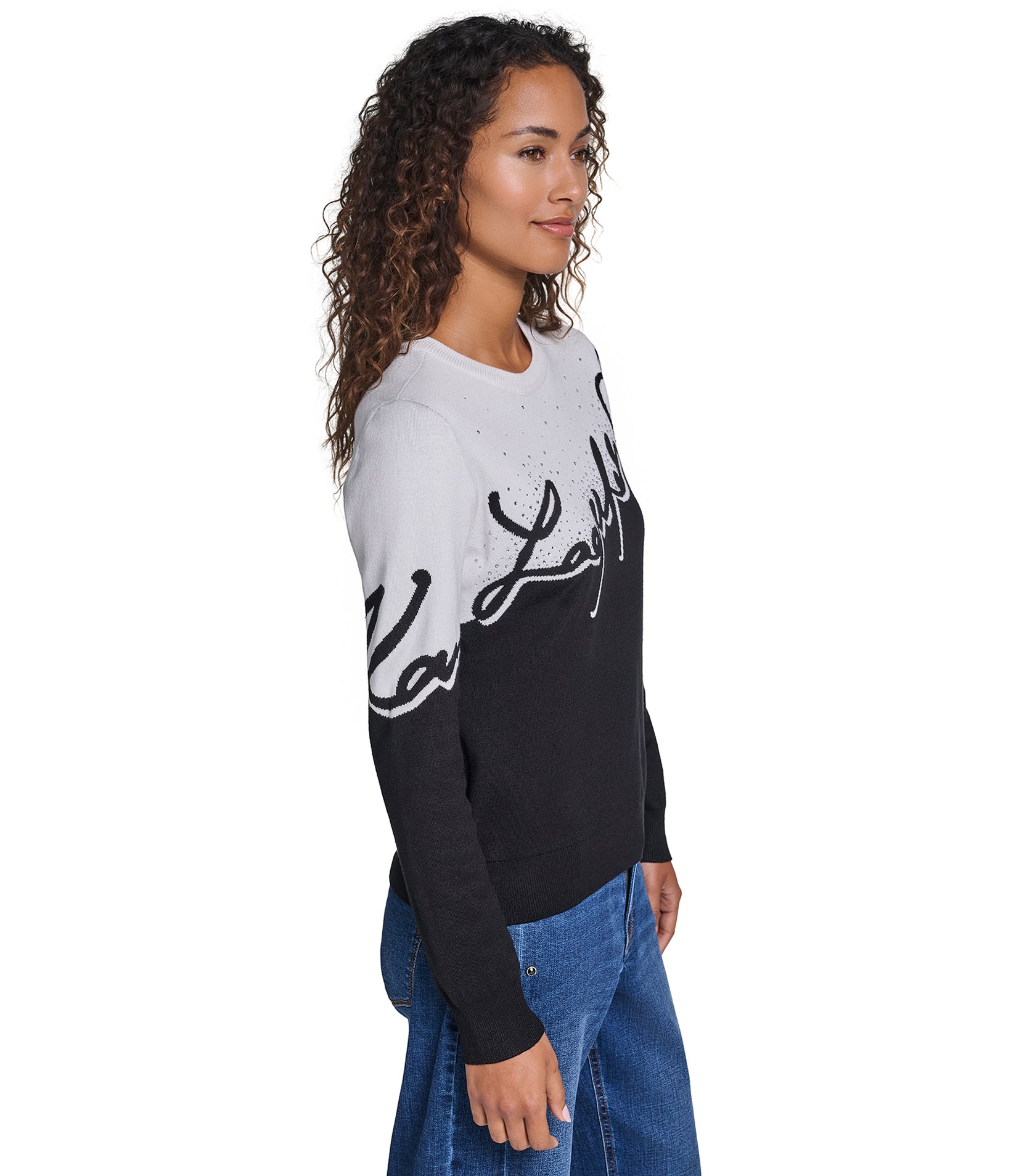 TWO TONED KARL SCRIPT SWEATER VIEW 3