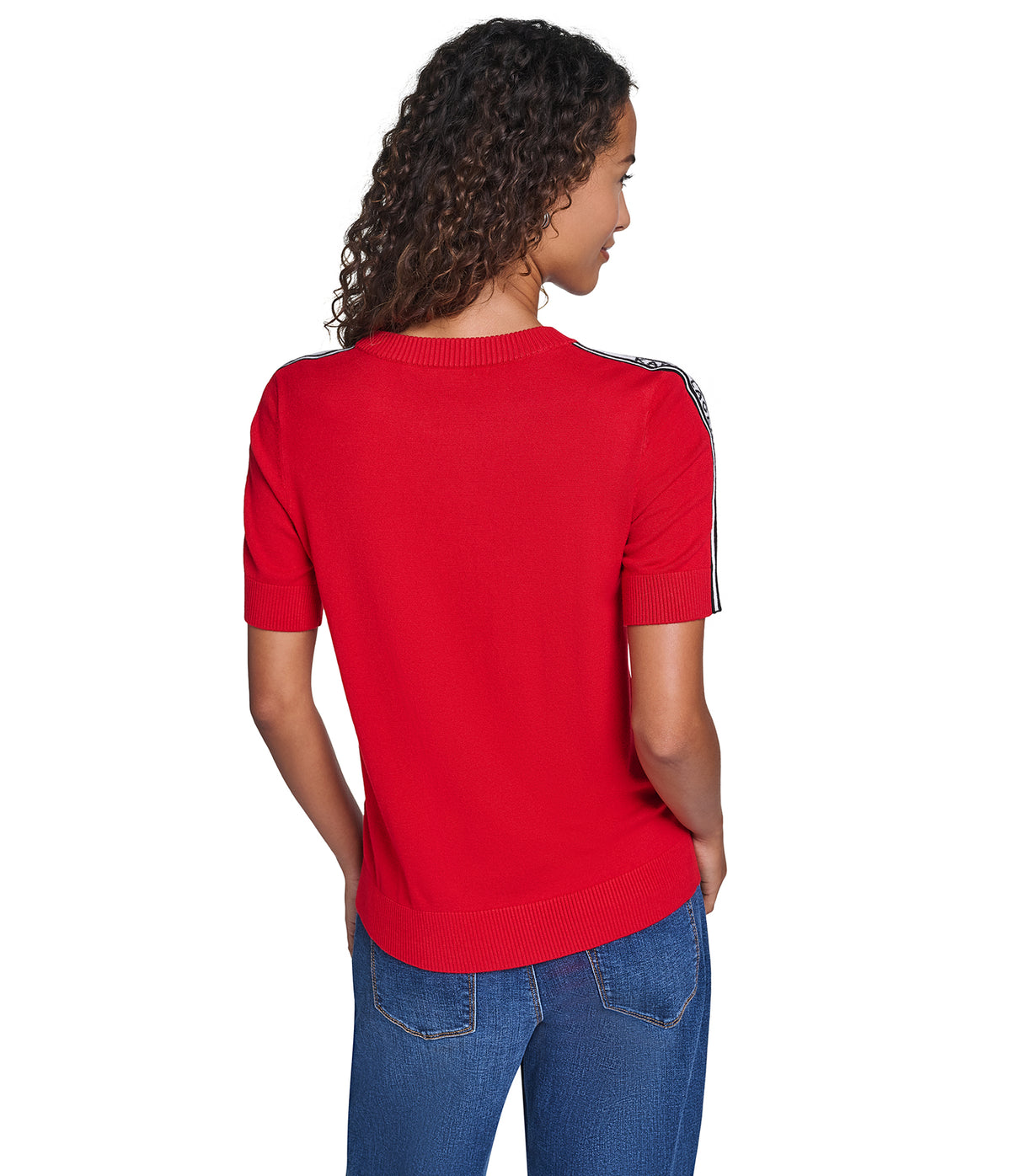 SHORT SLEEVE LOGO TAPE SWEATER View 2 | WOMEN'S FALL COLLECTION