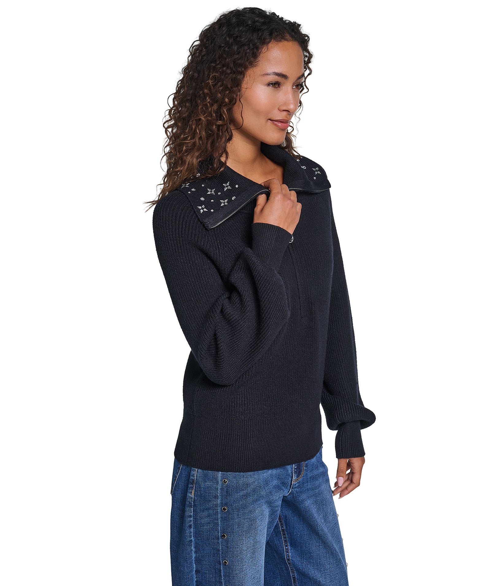 SPARKLE HALF ZIP SWEATER VIEW 3