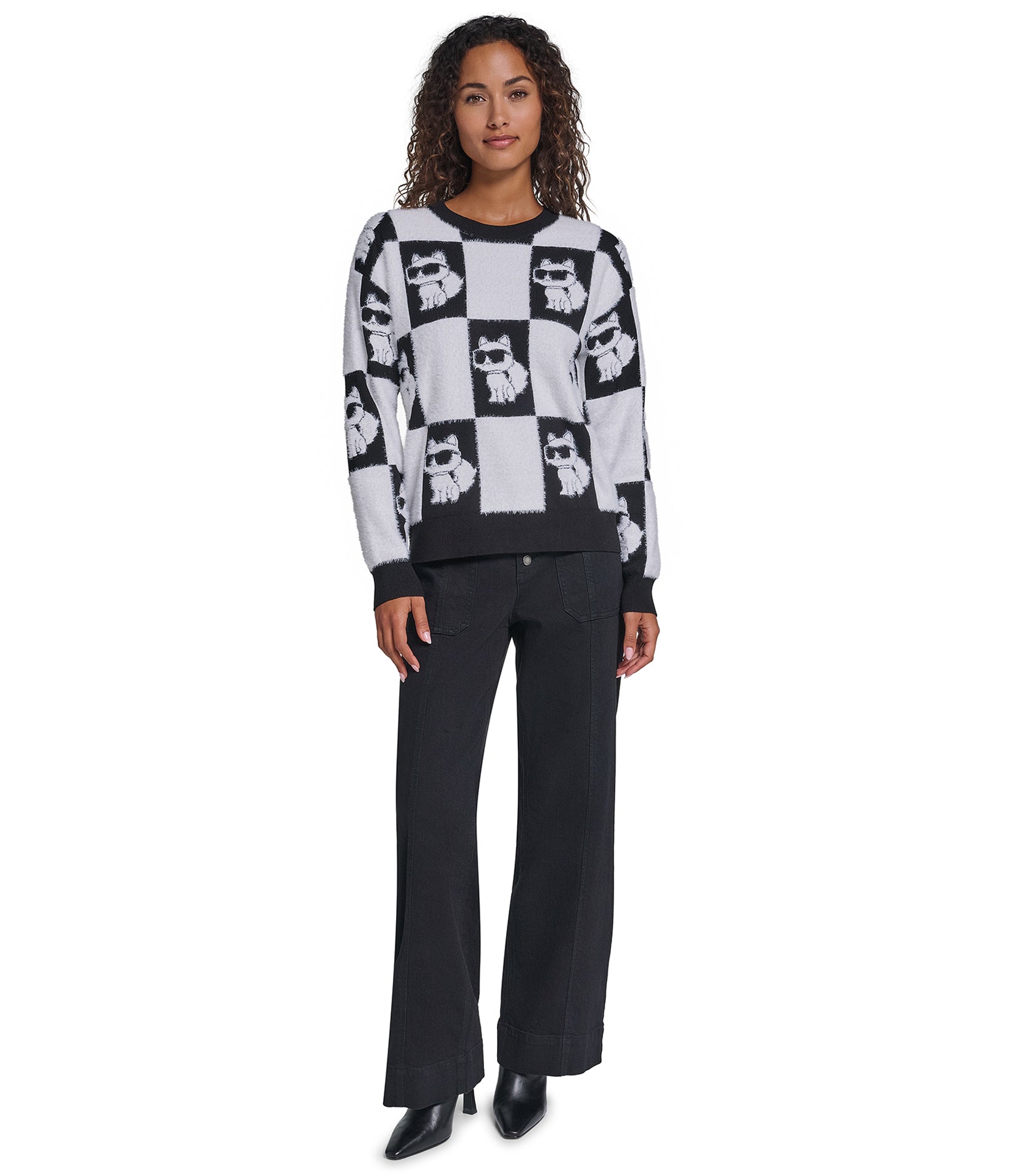 CHECKERED PRINT CHOUPETTE SWEATER VIEW 5