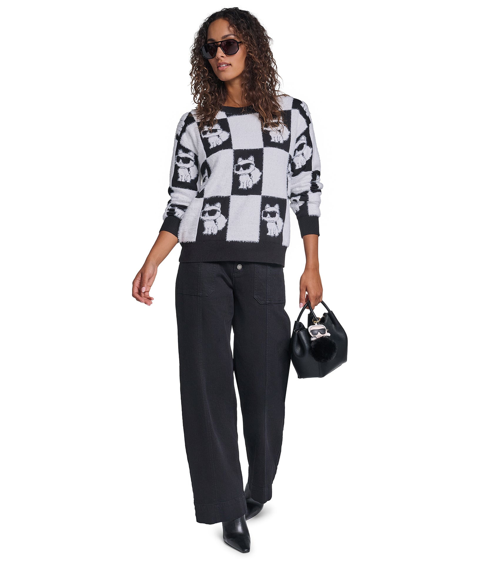 CHECKERED PRINT CHOUPETTE SWEATER VIEW 4