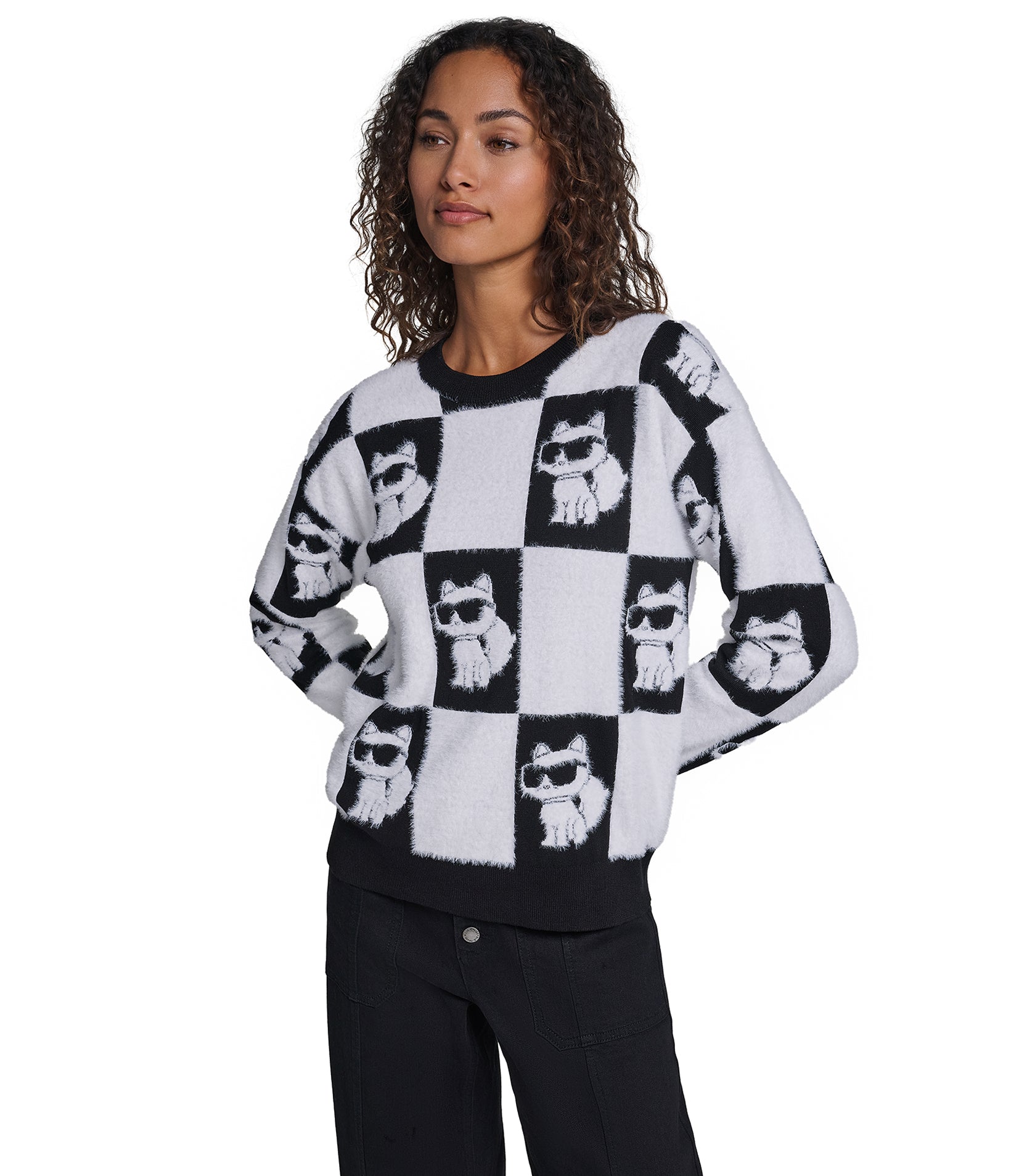 CHECKERED PRINT CHOUPETTE SWEATER VIEW 1