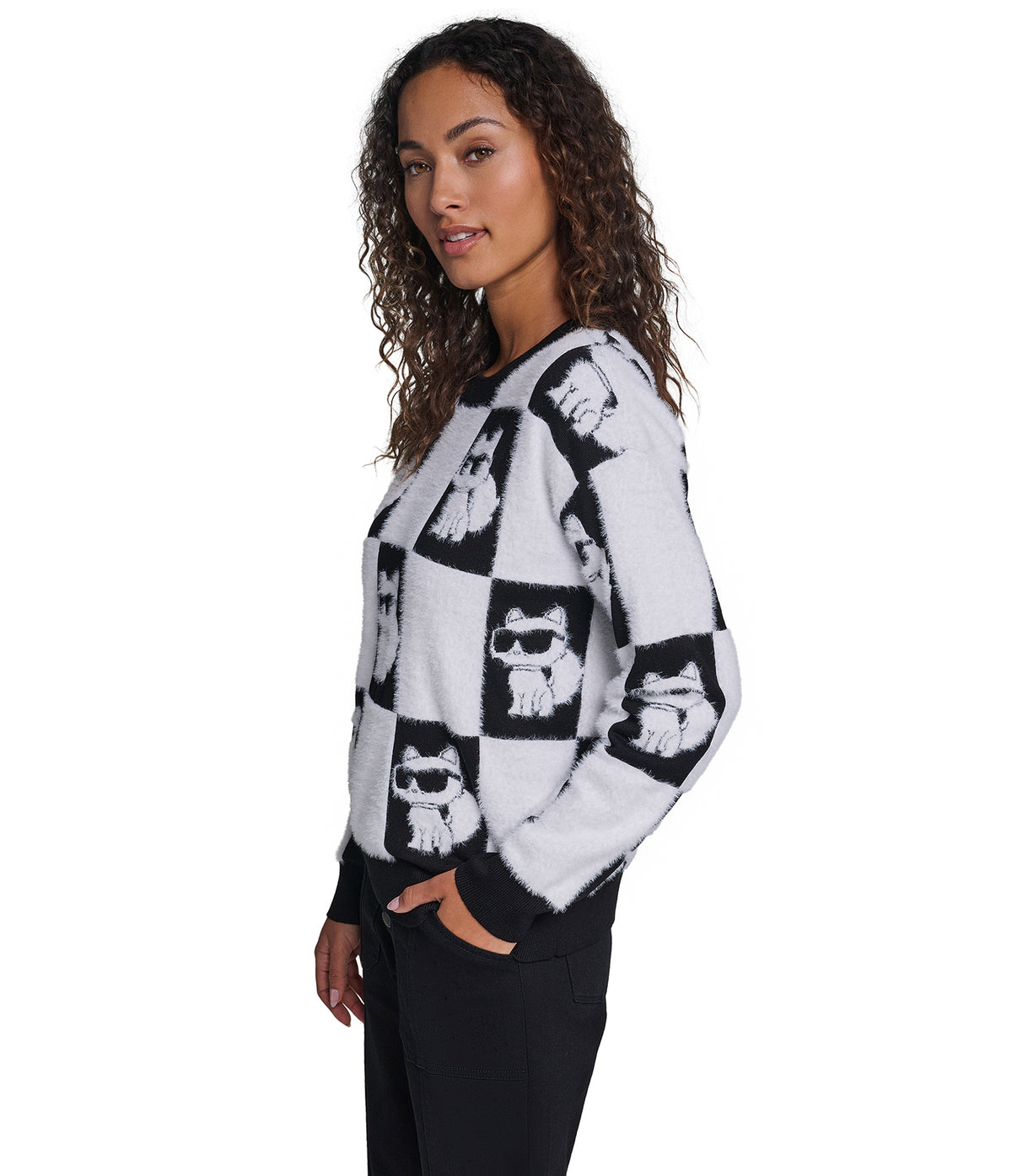 CHECKERED PRINT CHOUPETTE SWEATER VIEW 3