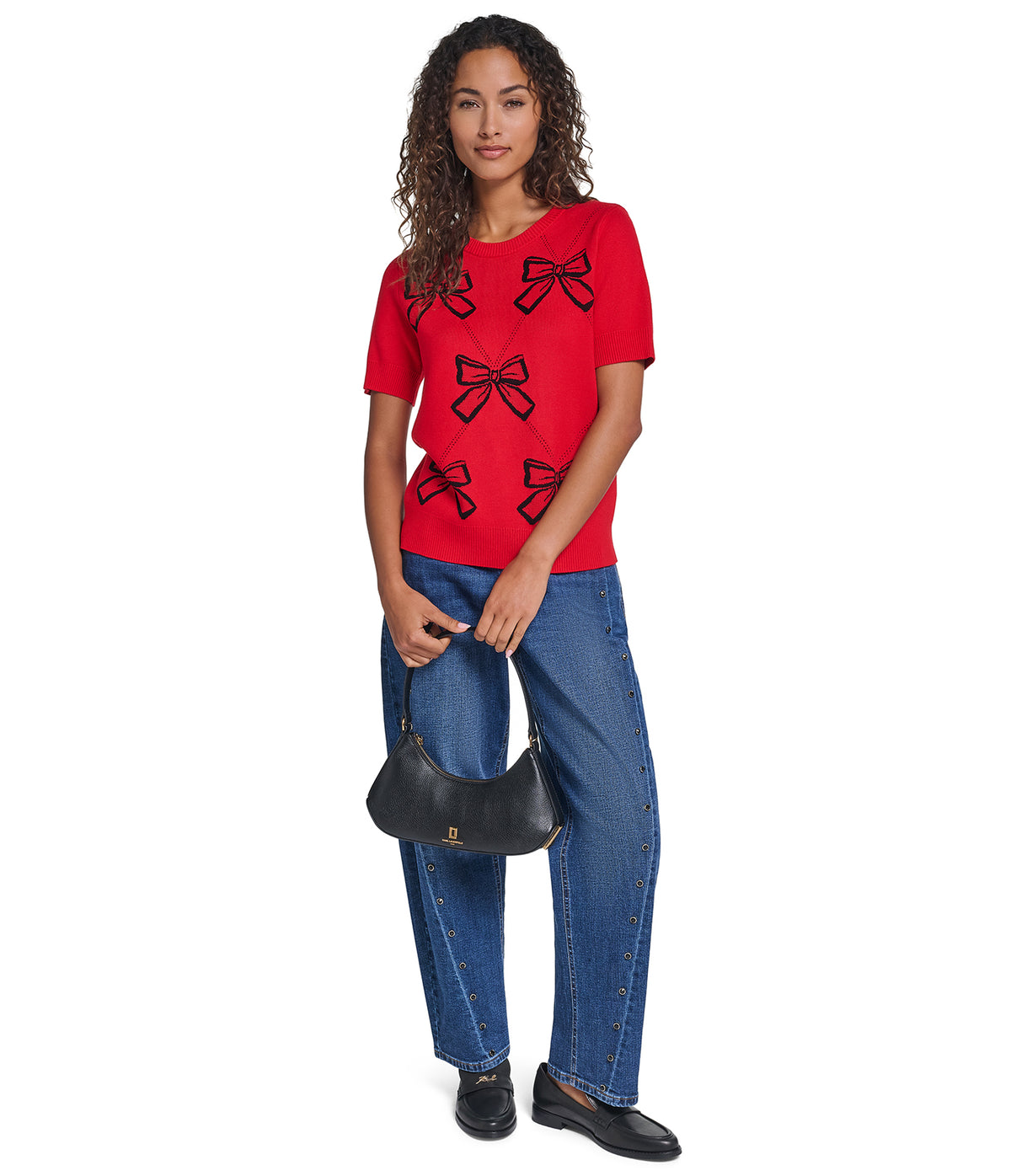SHORT SLEEVE GEOMETRIC BOW SWEATER View 1 | WOMEN'S FALL COLLECTION
