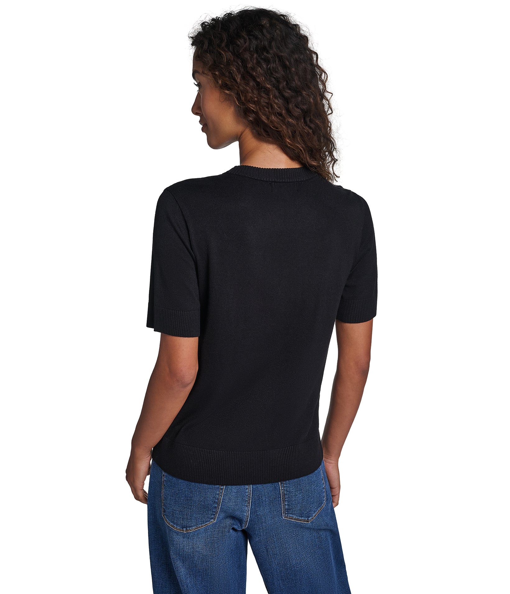 SHORT SLEEVE 3D ROSE BUD SWEATER VIEW 2
