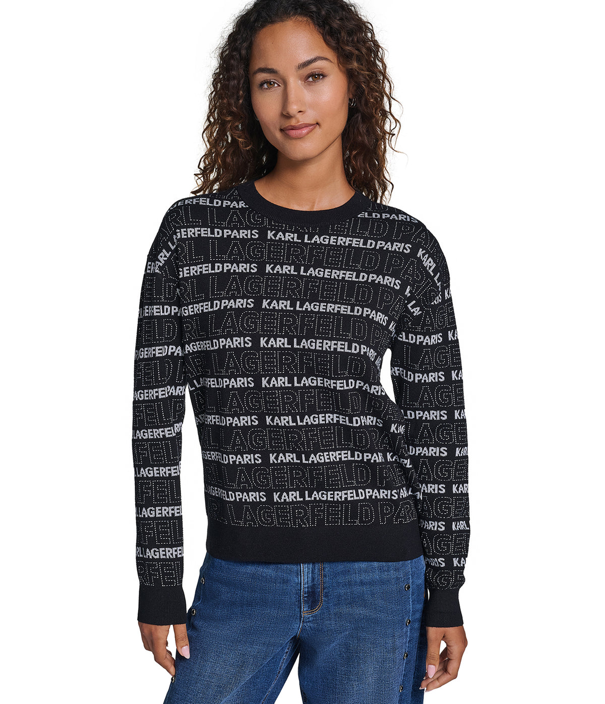 LONG SLEEVE LOGO PRINT SWEATER VIEW 1