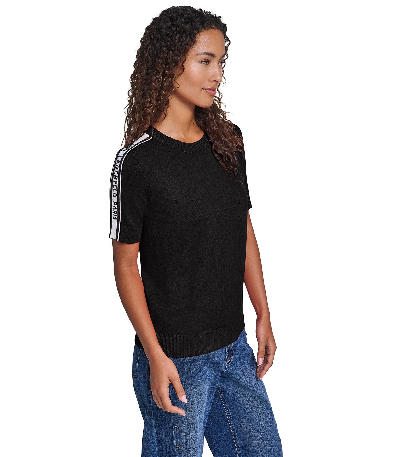 SHORT SLEEVE LOGO TAPE SWEATER VIEW 3