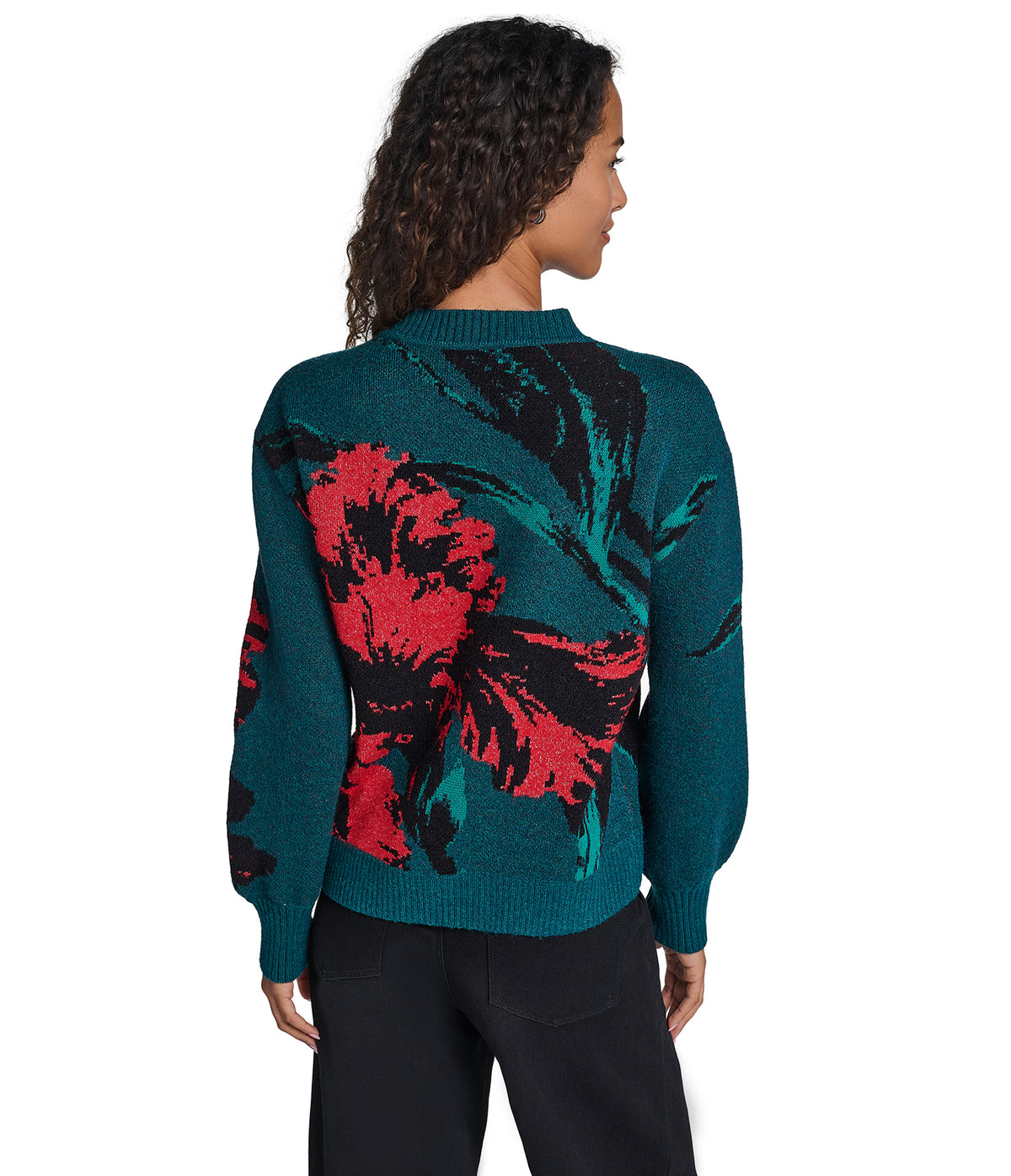 FLORAL PRINT CREW NECK SWEATER VIEW 3