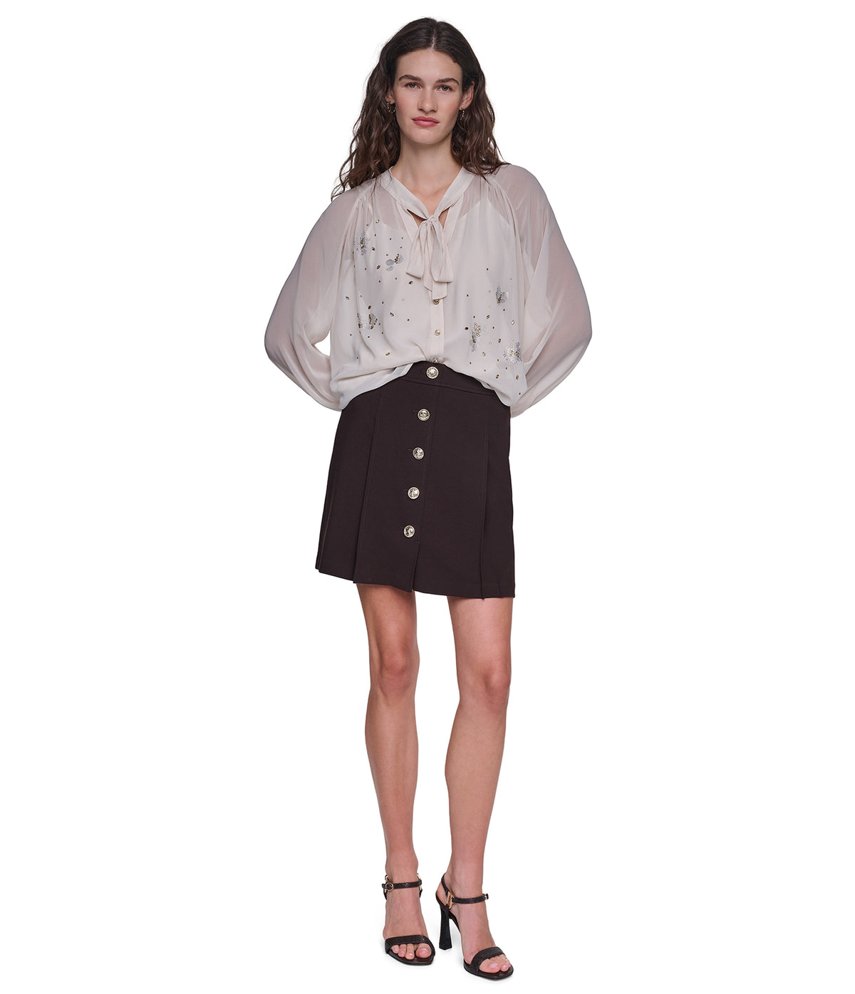 BUTTON DETAIL PLEATED SKIRT VIEW 5
