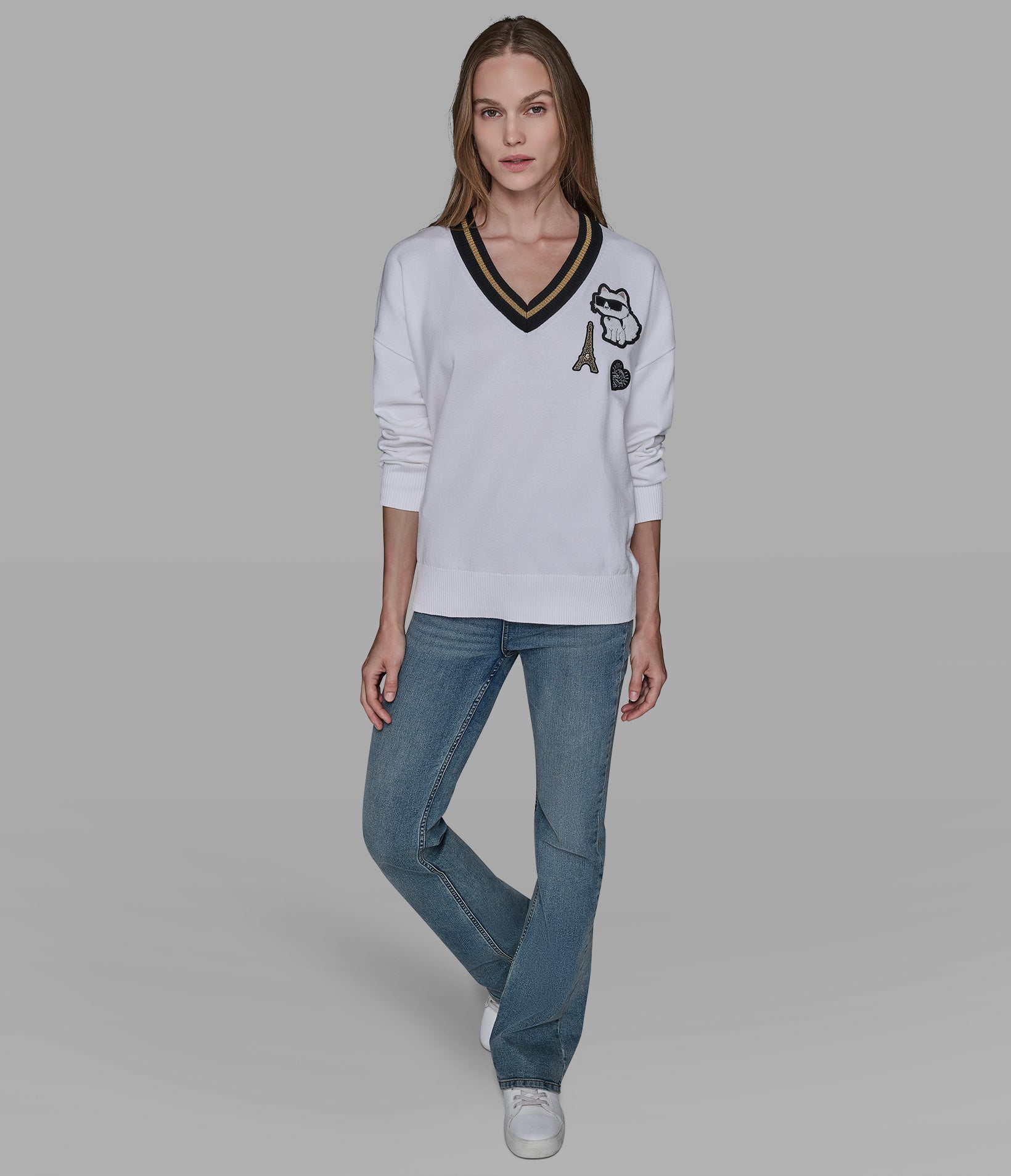 VARSITY SWEATER WITH PATCHES VIEW 3