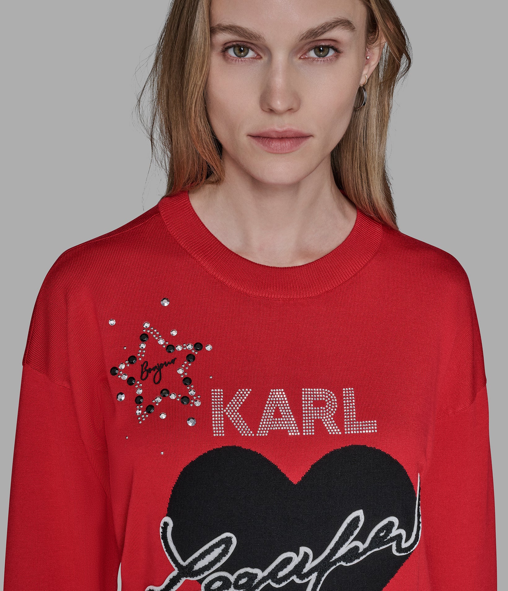 WHIMSY KARL HEART EMBELLISHED SWEATER VIEW 5 | Valentine's Day Shop