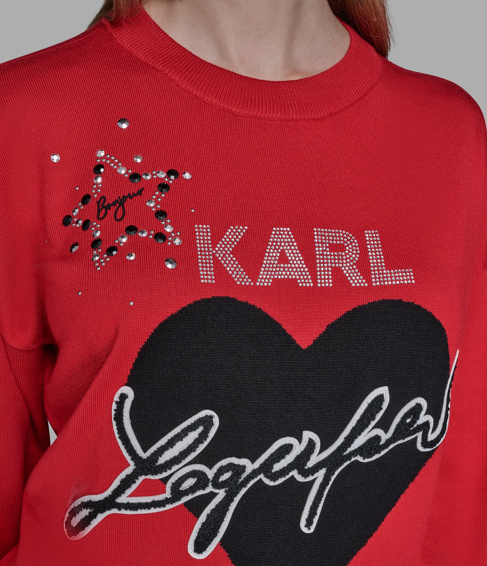 WHIMSY KARL HEART EMBELLISHED SWEATER VIEW 6 | Valentine's Day Shop