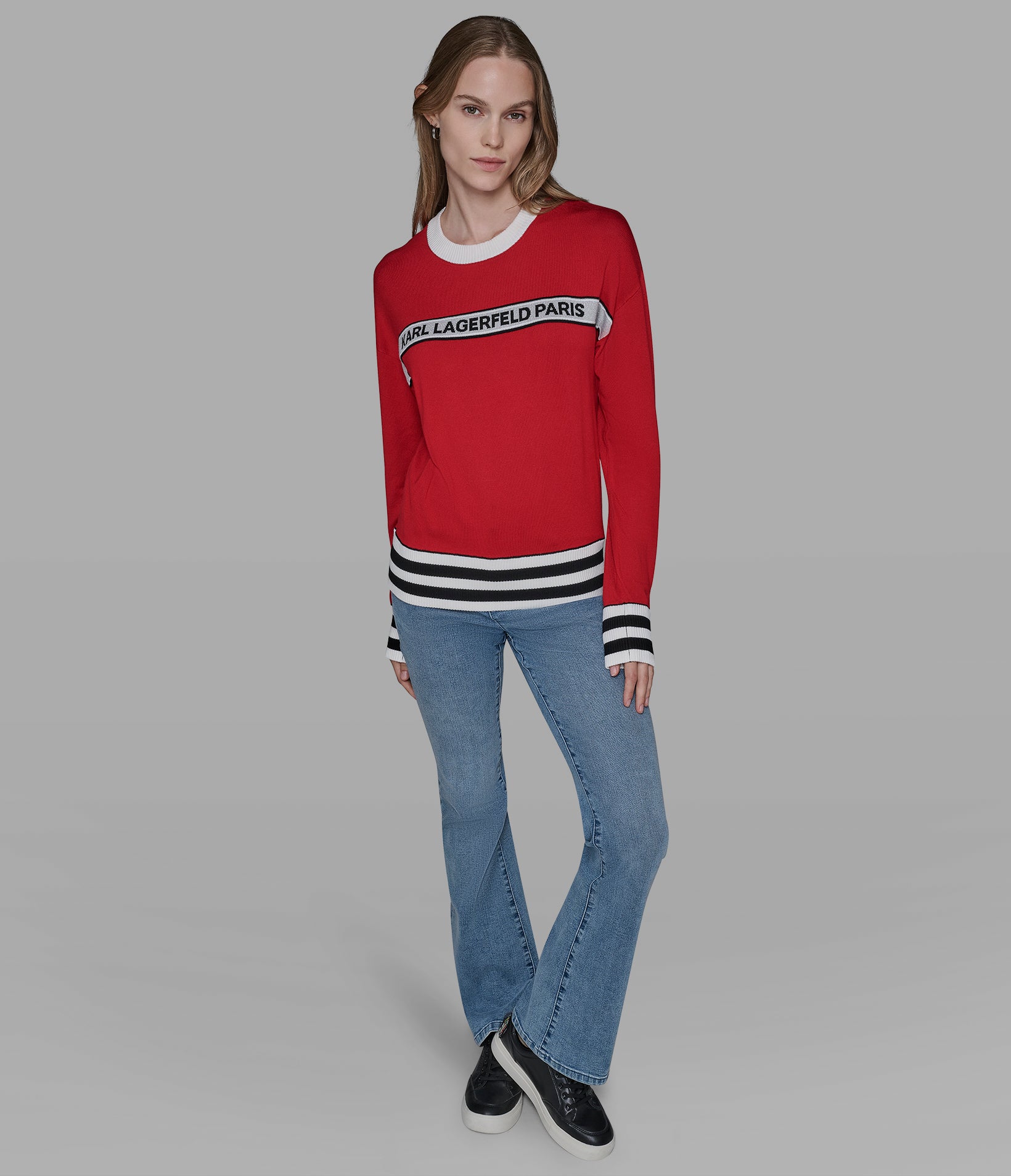 STRIPE LOGO SWEATER VIEW 3 | Women's Sale