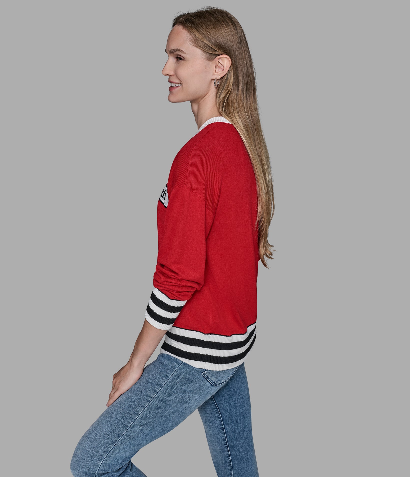 STRIPE LOGO SWEATER VIEW 4 | Women's Sale