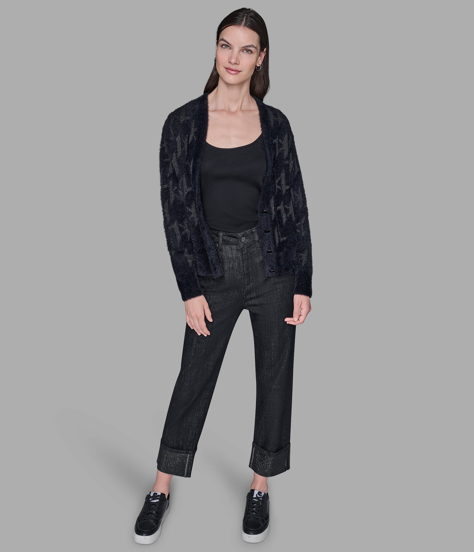 Fuzzy Kl Cardigan | Sweaters & Tops | Karl Lagerfeld Paris