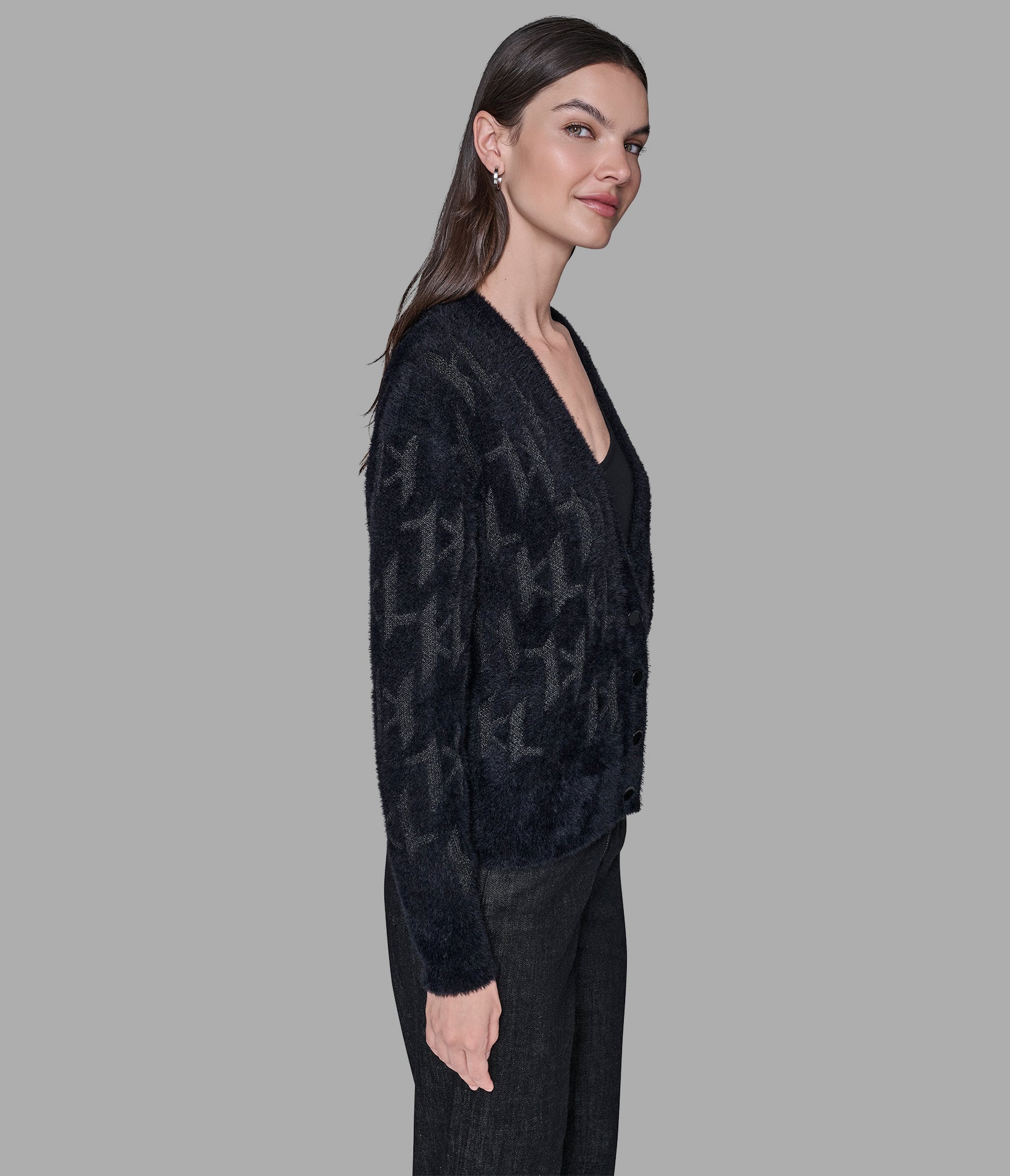 FUZZY KL CARDIGAN VIEW 4 | Women's Clothing