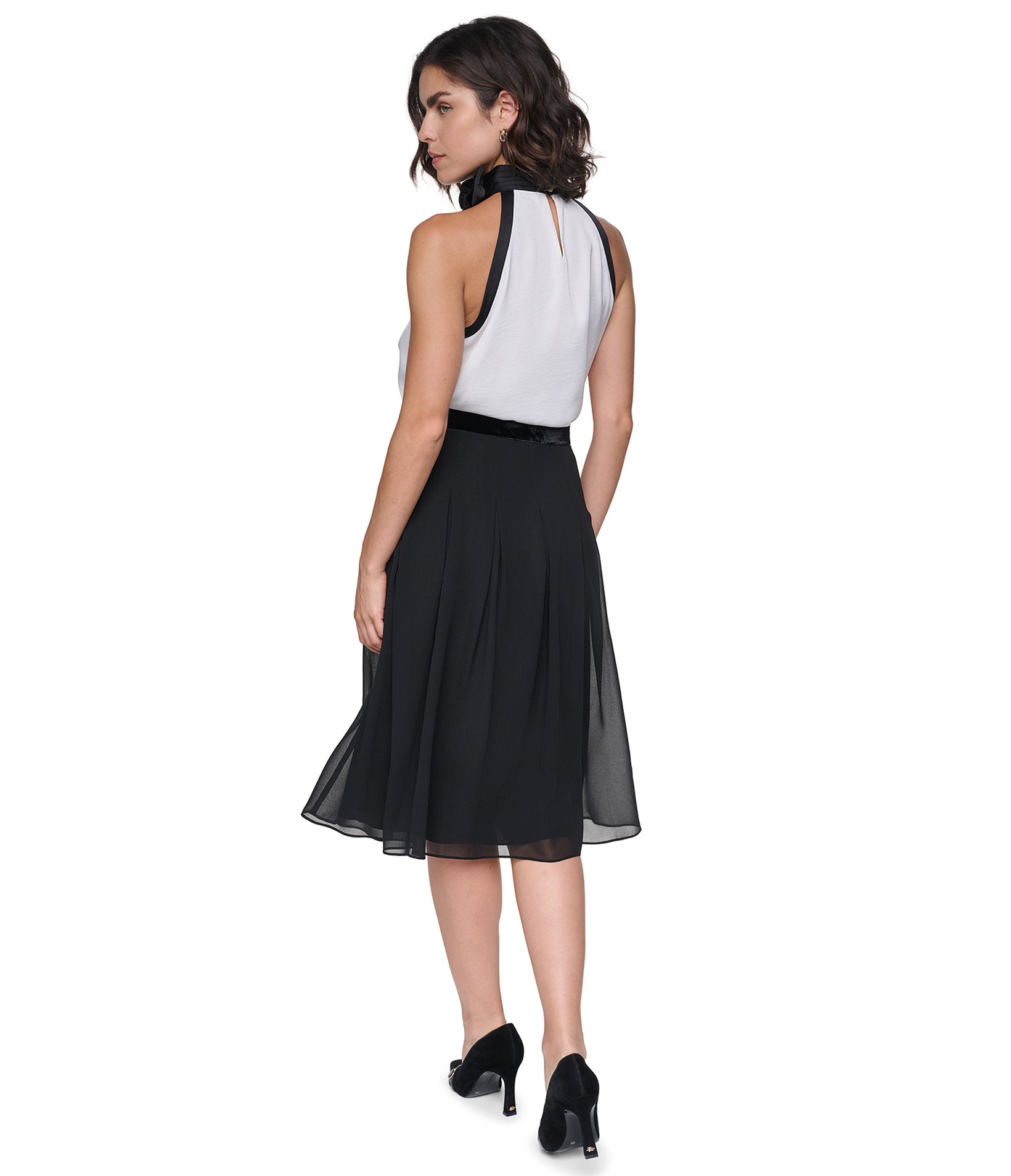 VELVET WAISTBAND MIDI PLEATED SKIRT VIEW 6