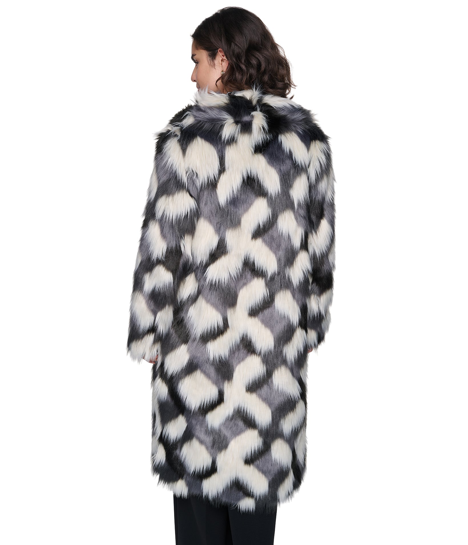 TWO-TONE FAUX FUR MAXI COAT VIEW 5