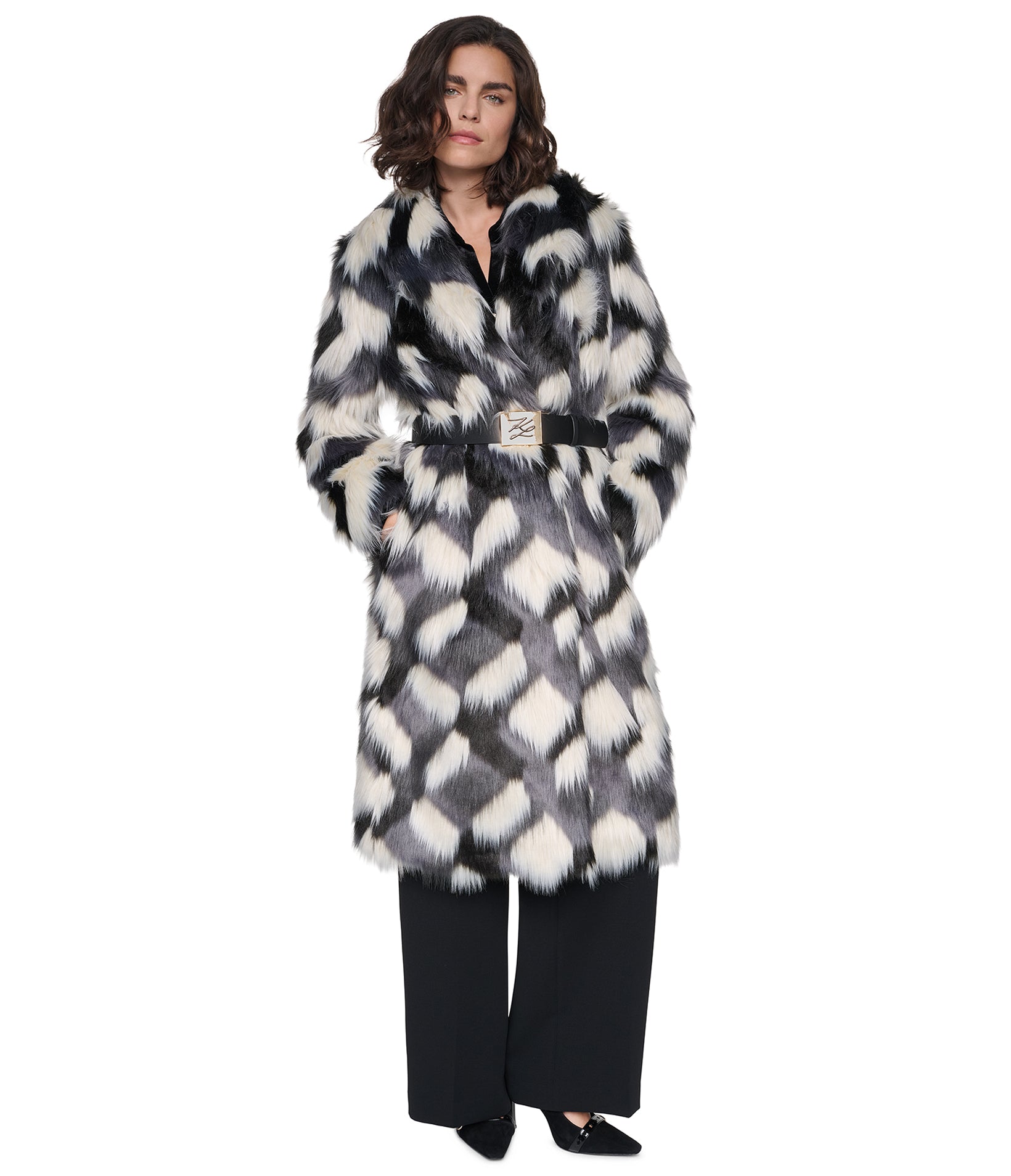 TWO-TONE FAUX FUR MAXI COAT View 1 | Products