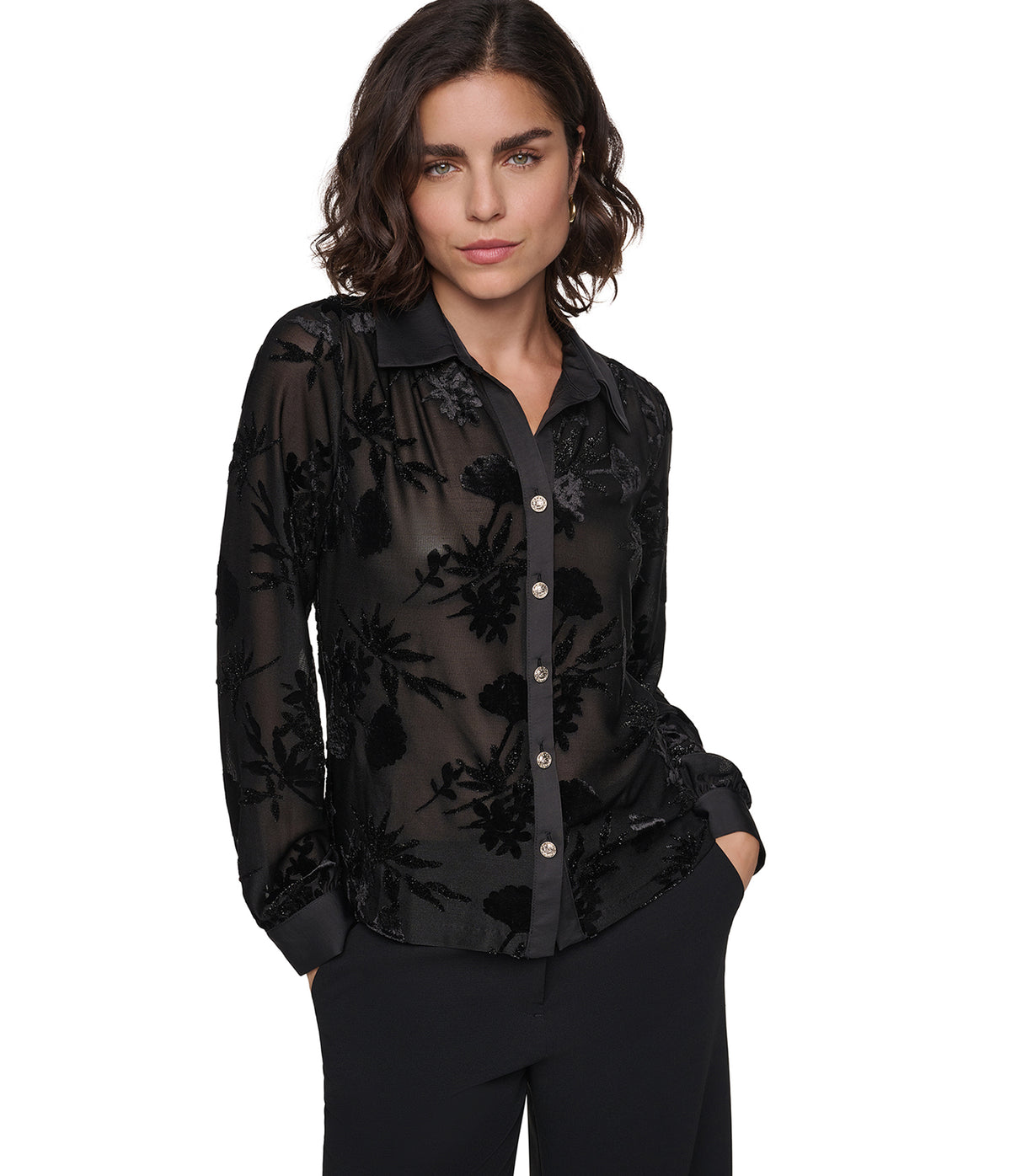 LONG SLEEVE KNIT BUTTON DOWN VIEW 1