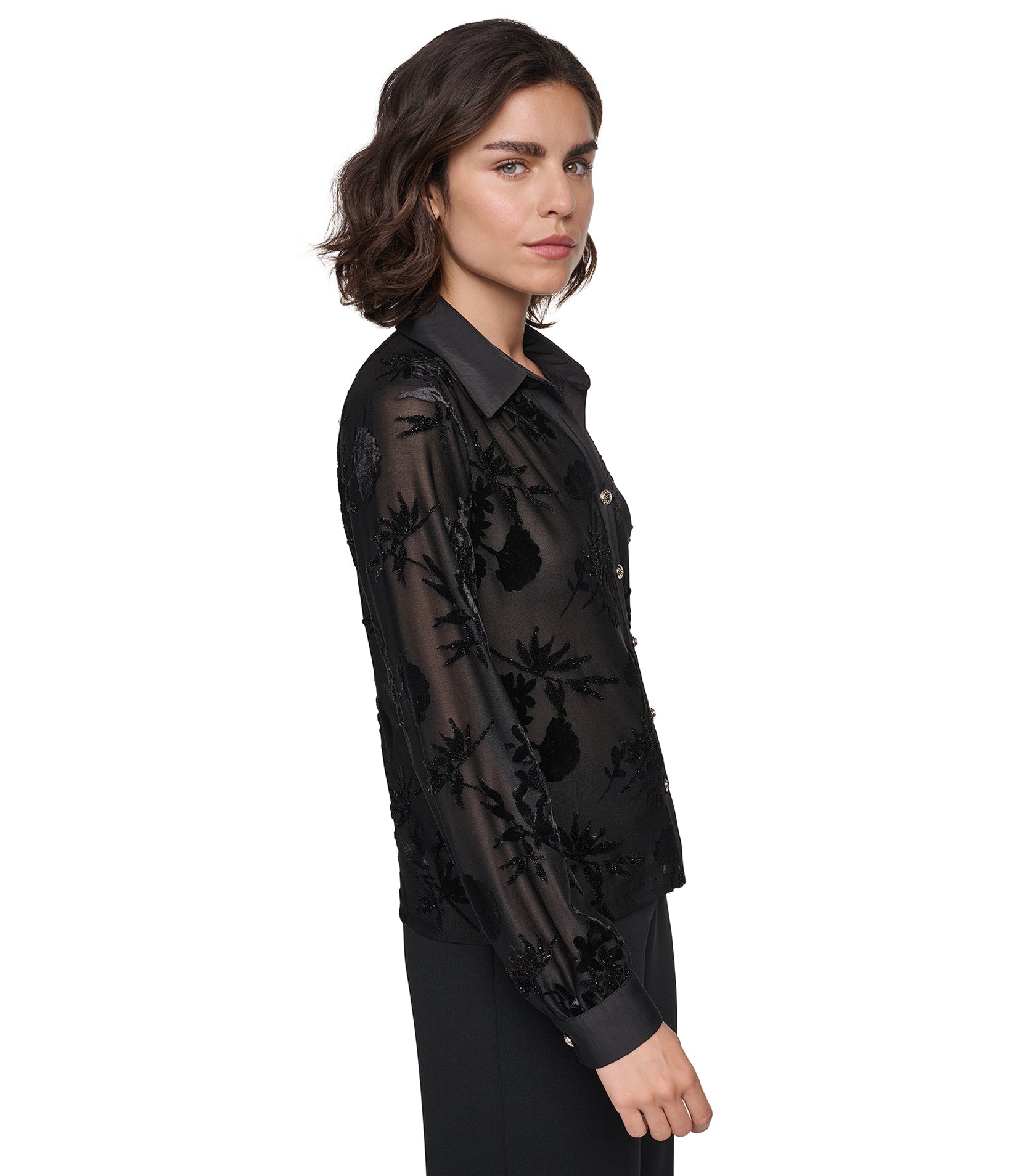 LONG SLEEVE KNIT BUTTON DOWN VIEW 3