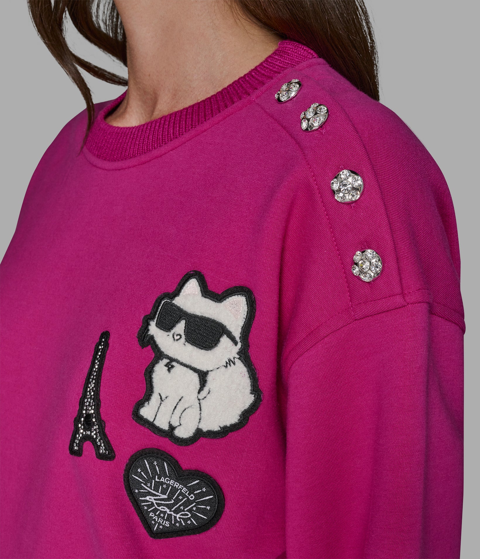 Patch Sweatshirt With Buttons Athleisure Karl Lagerfeld Paris
