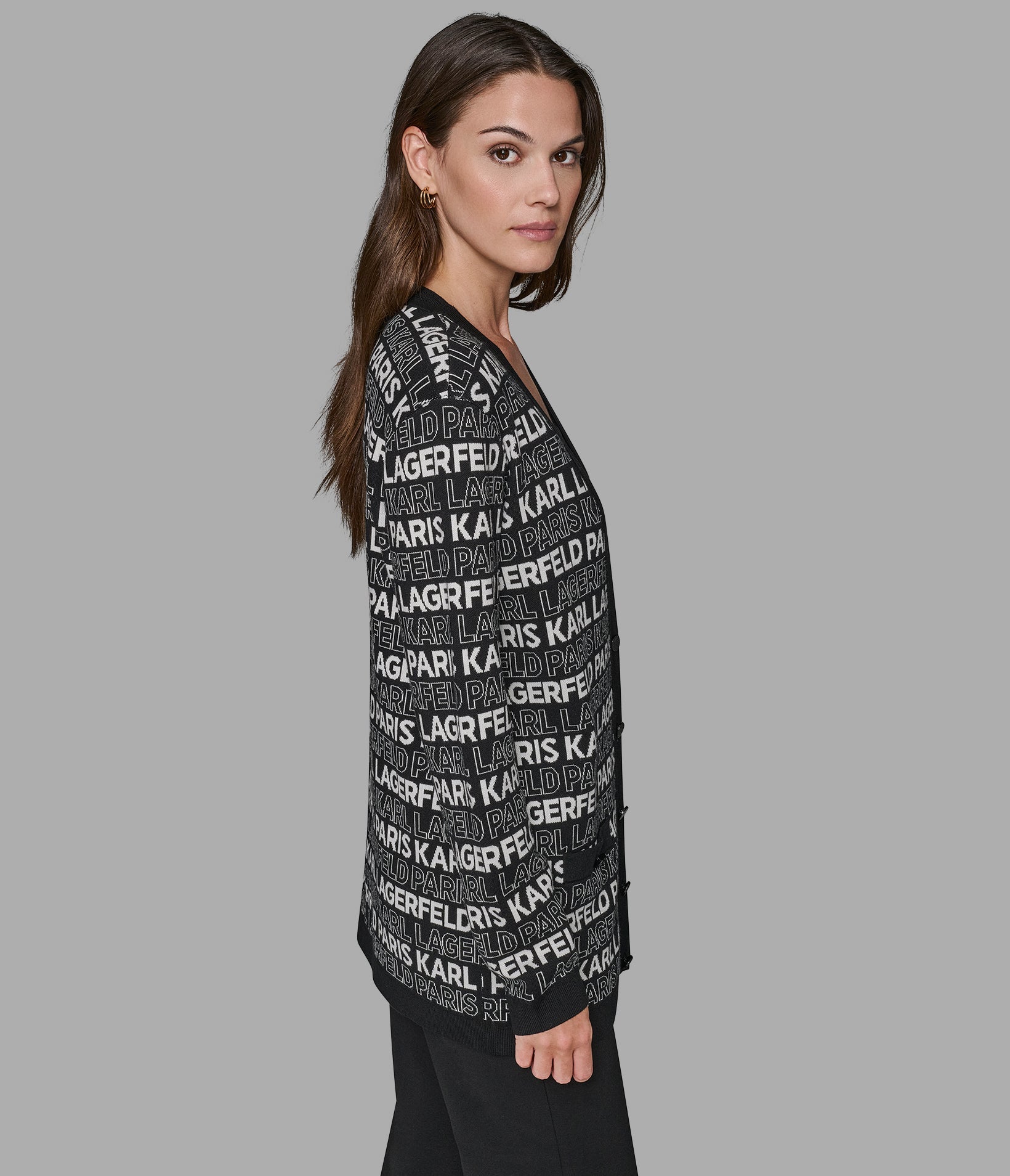 LONG LOGO CARDIGAN View 2 | Women's Tops & Sweaters