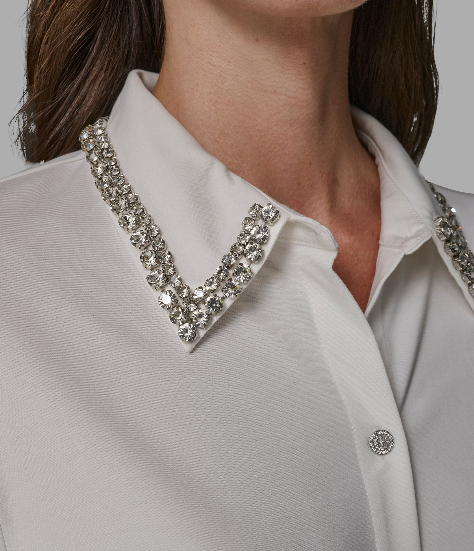 LONG SLEEVE EMBELLISHED SATIN BLOUSE VIEW 5 | Women's Sale