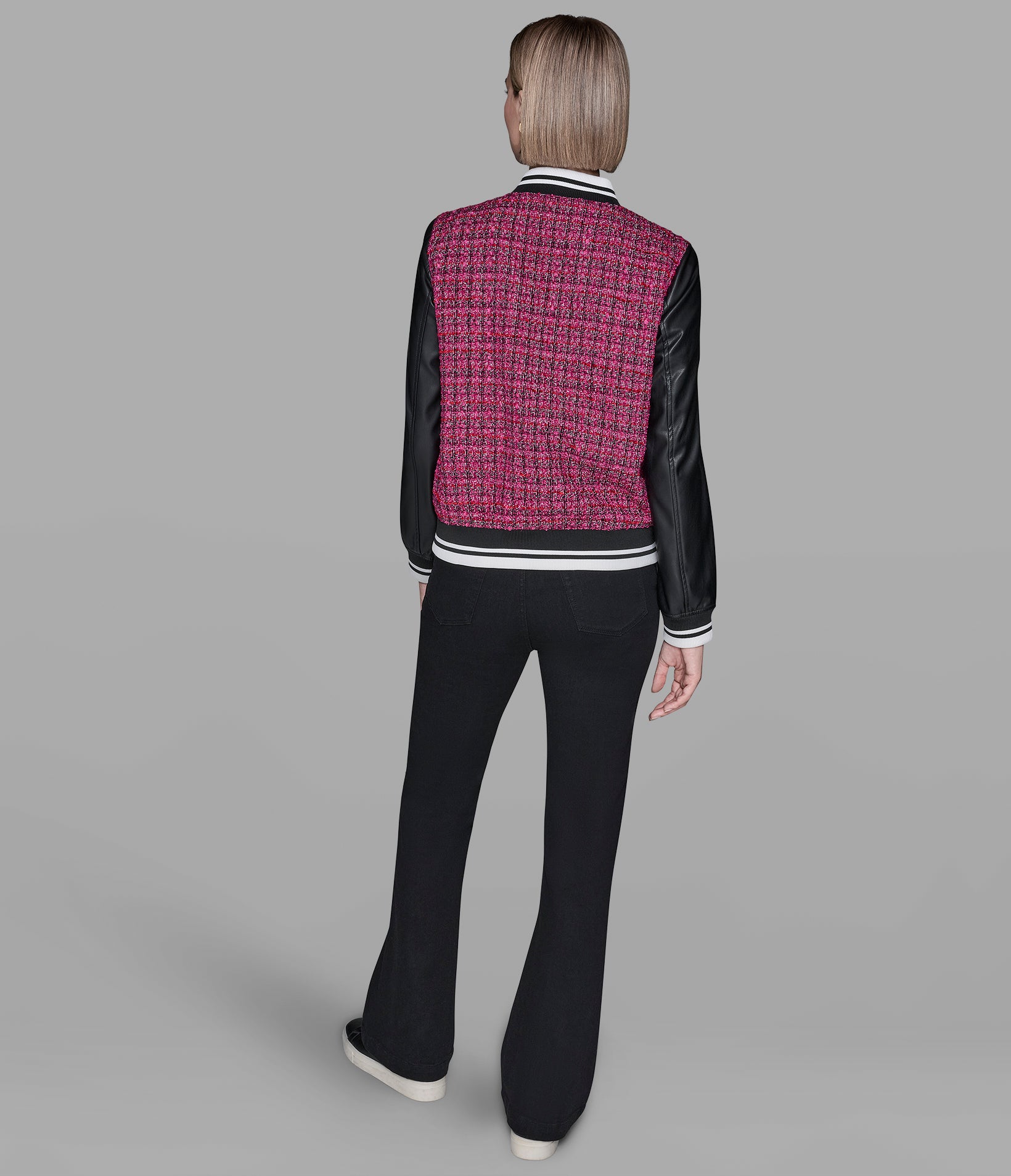 MIXED MEDIA TWEED VARSITY JACKET View 2 | Jackets & Coats