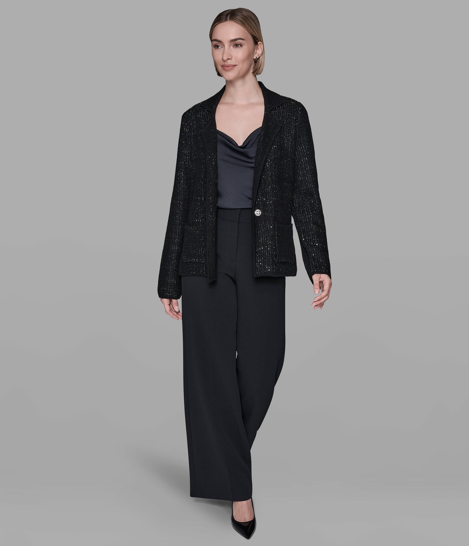 KNIT SWEATER BLAZER VIEW 3 | Women's Clothing