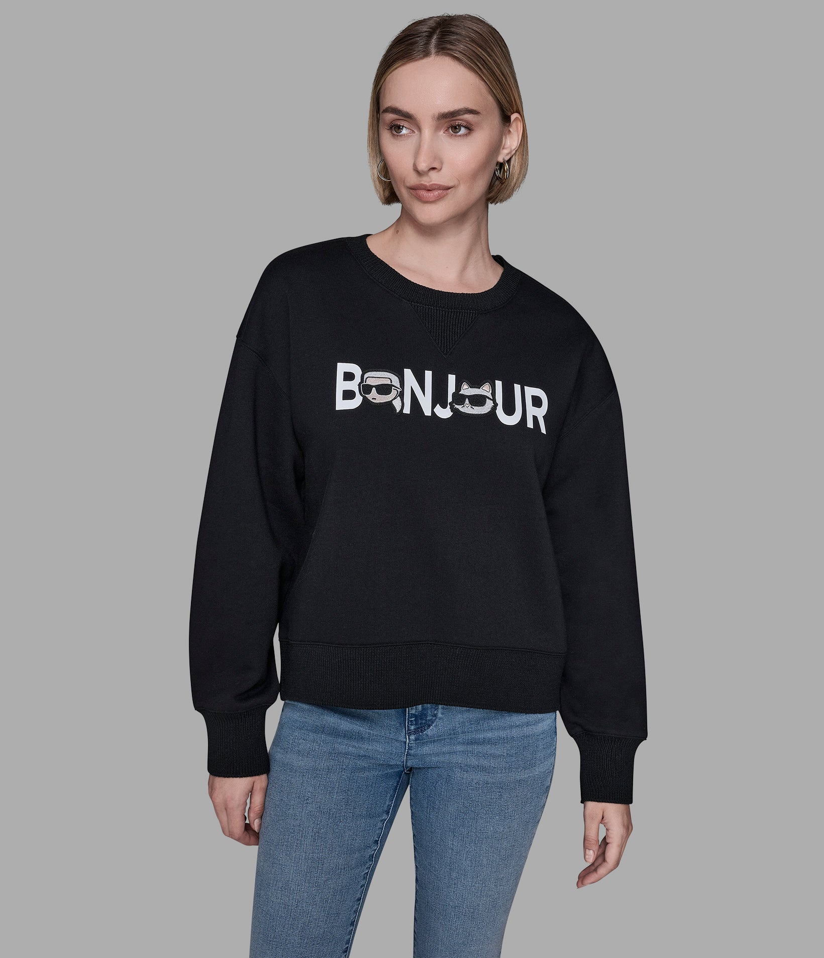 Bonjour Character Sweatshirt | Athleisure | Karl Lagerfeld Paris