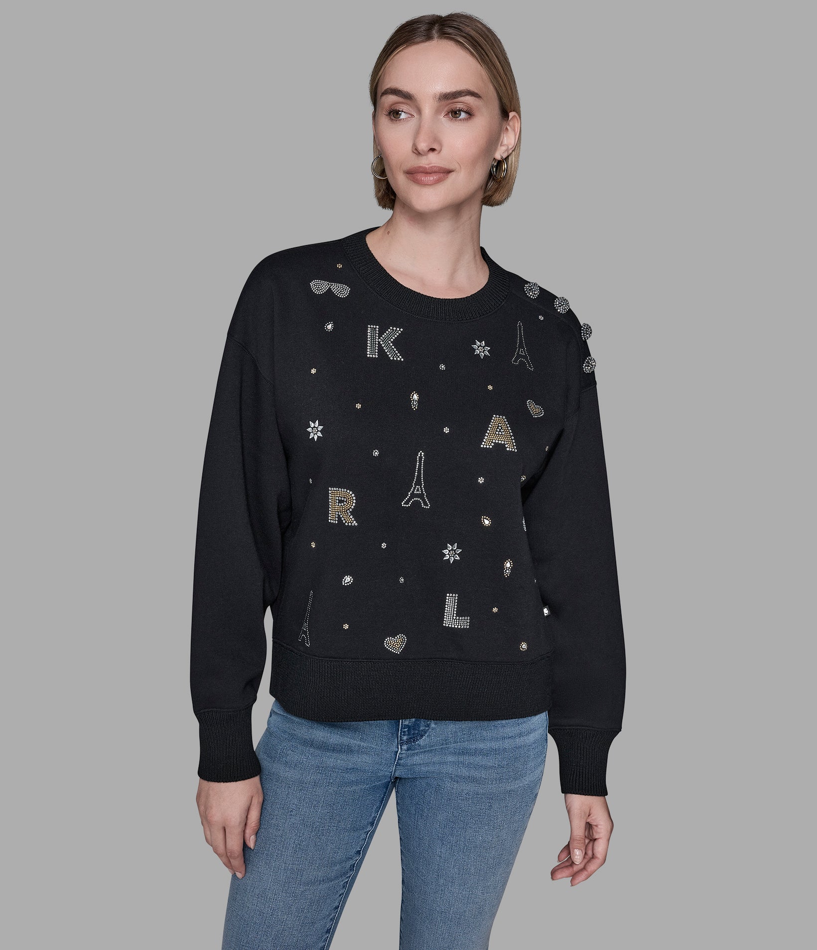 VISIONAITE 23 Karl Lagerfeld ケース無し Fleece Whimsy Sweatshirt Black | Athleisure | Karl Lagerfeld Paris