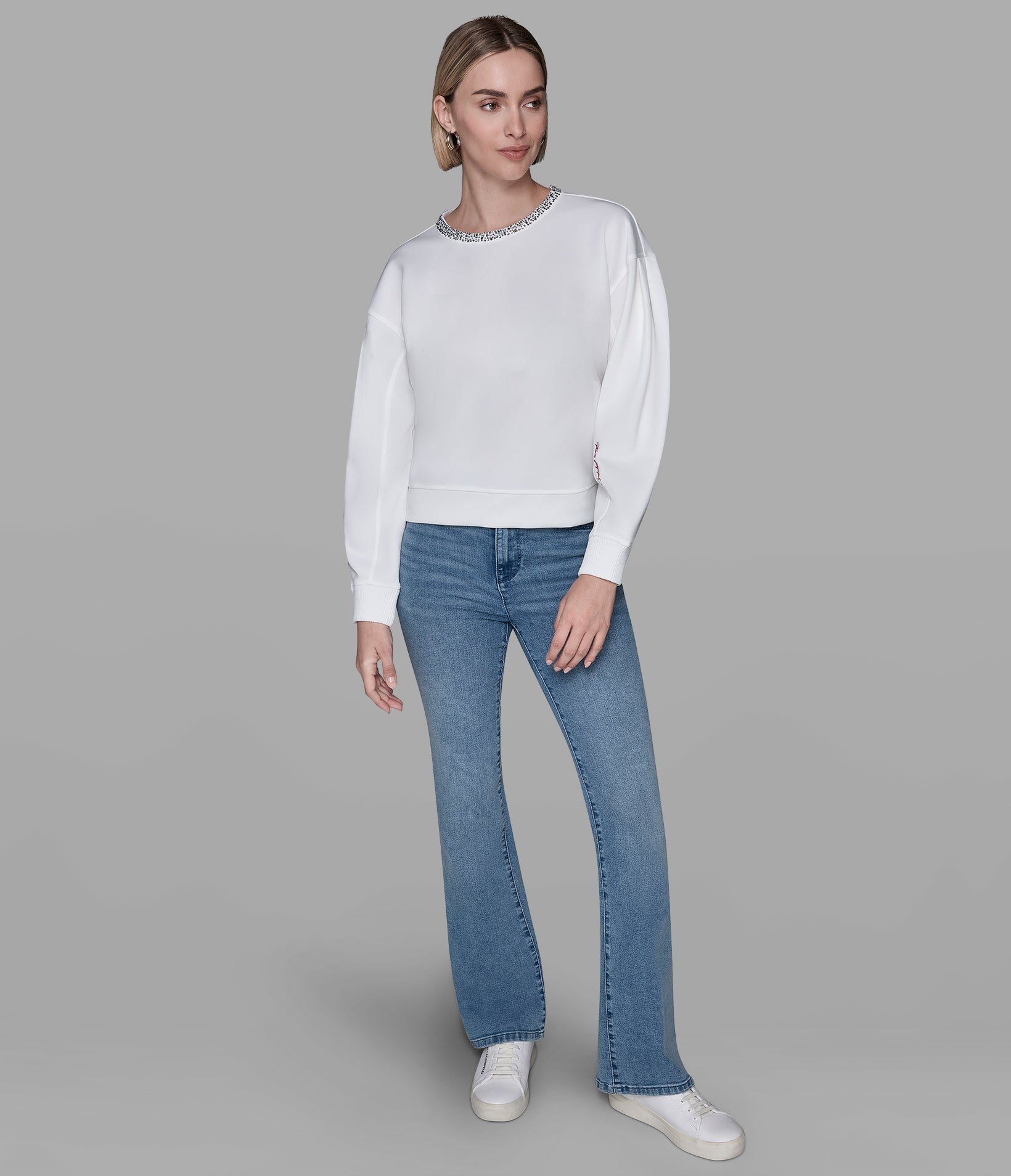 RHINESTONE TRIM SWEATSHIRT VIEW 4