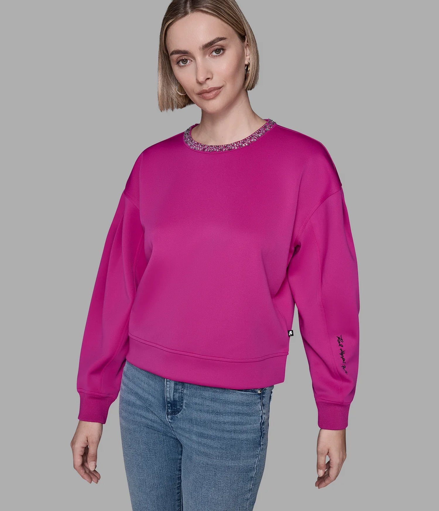 RHINESTONE TRIM SWEATSHIRT View 1 | Products