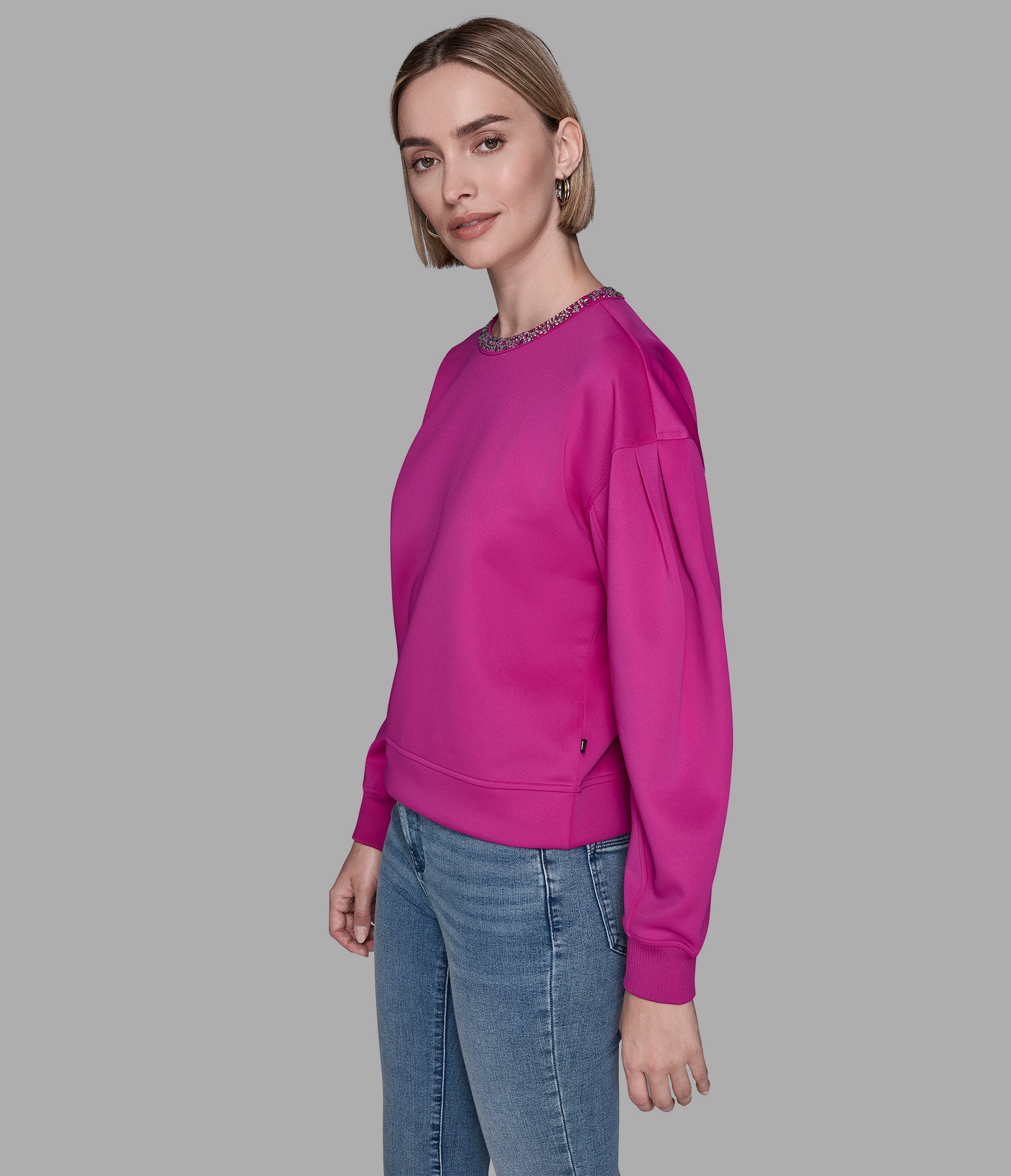 RHINESTONE TRIM SWEATSHIRT VIEW 3