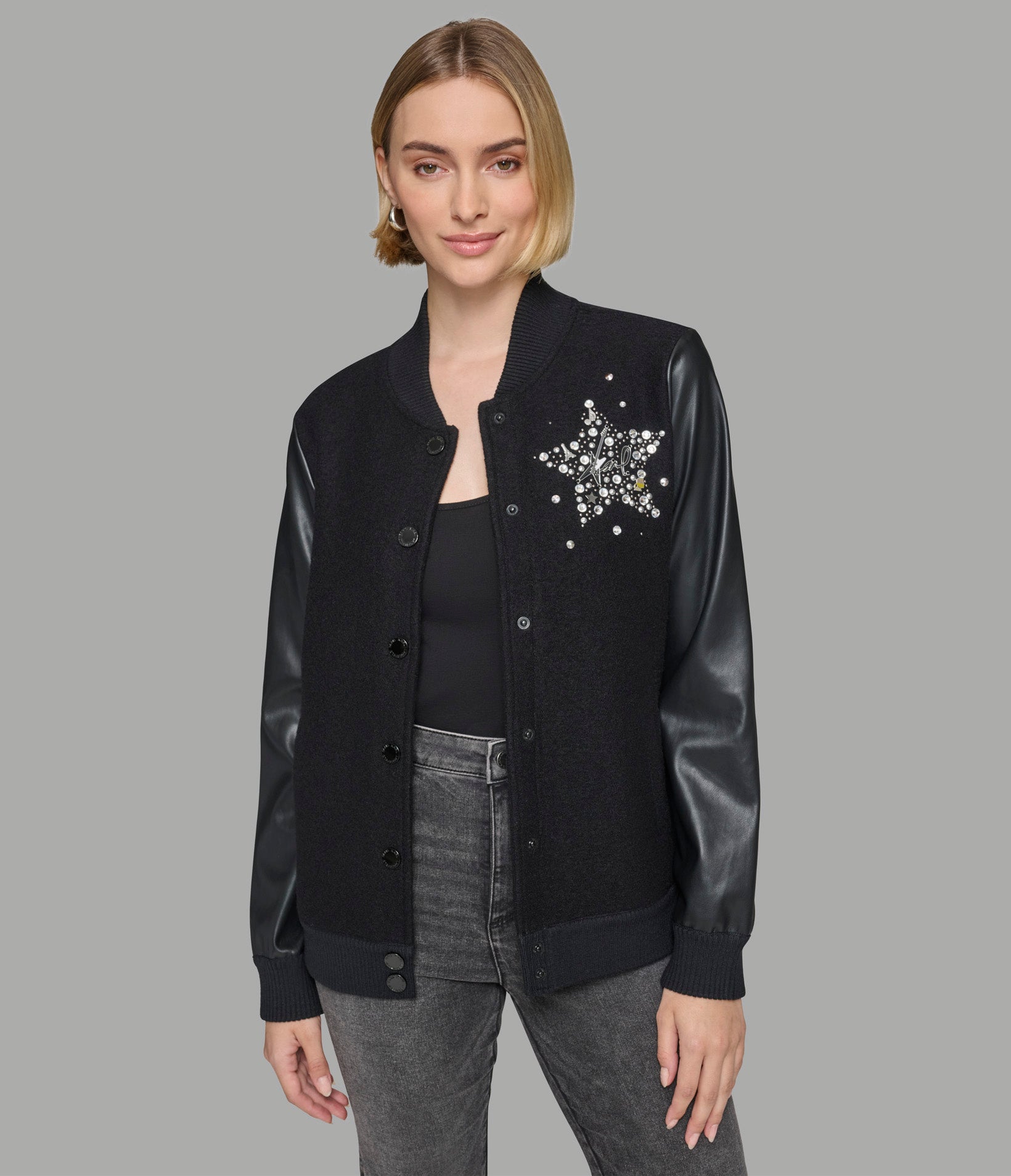 EMBELLISHED VARSITY JACKET | Karl Lagerfeld Paris