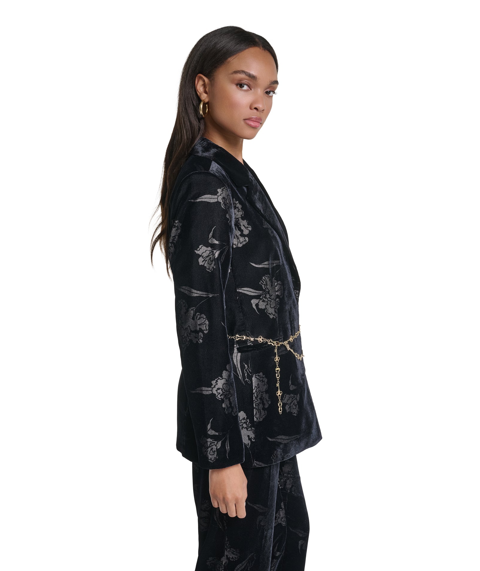 VELVET BELTED BLAZER VIEW 4