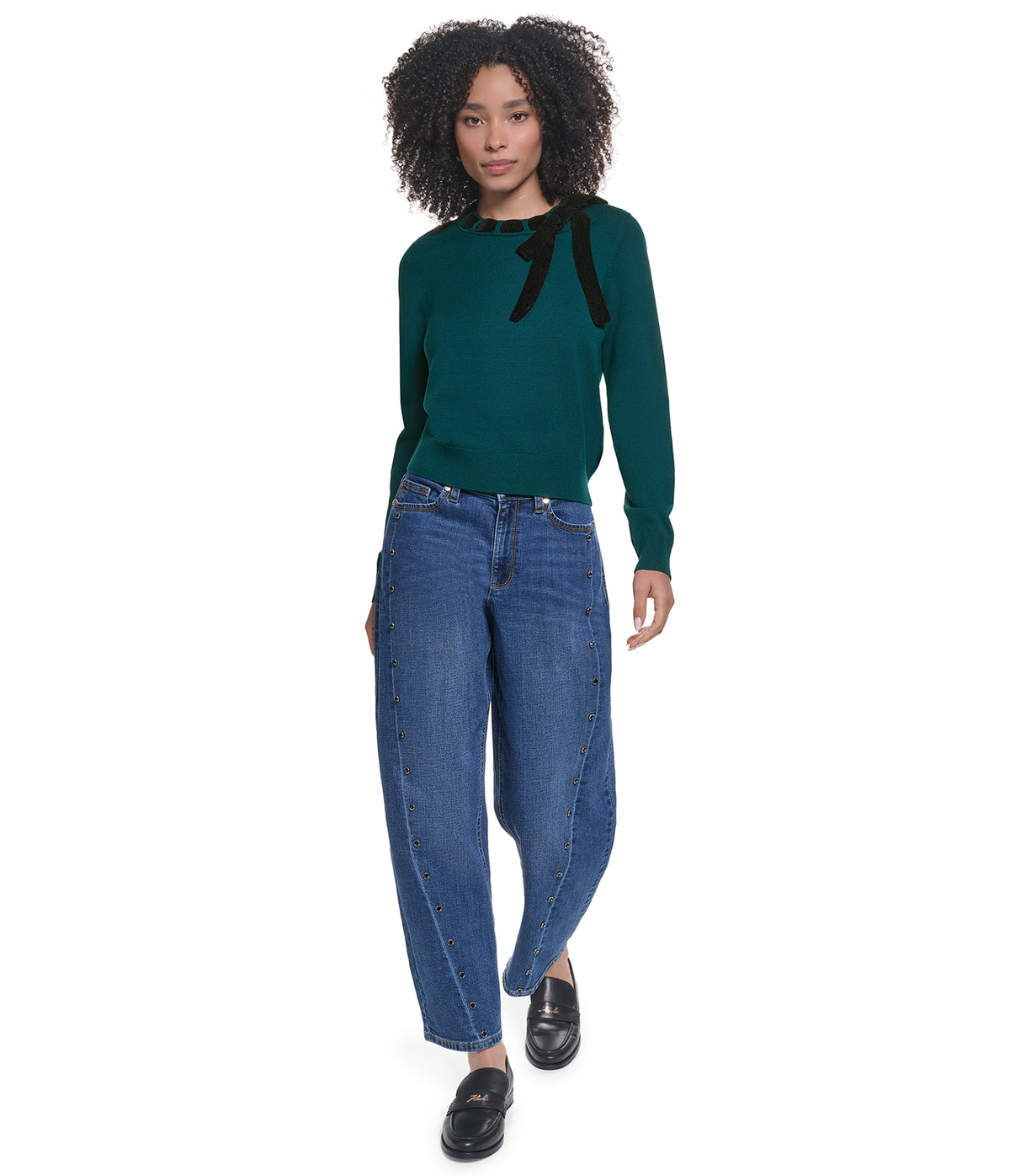 VELVET TIE NECK DETAIL SWEATER VIEW 4