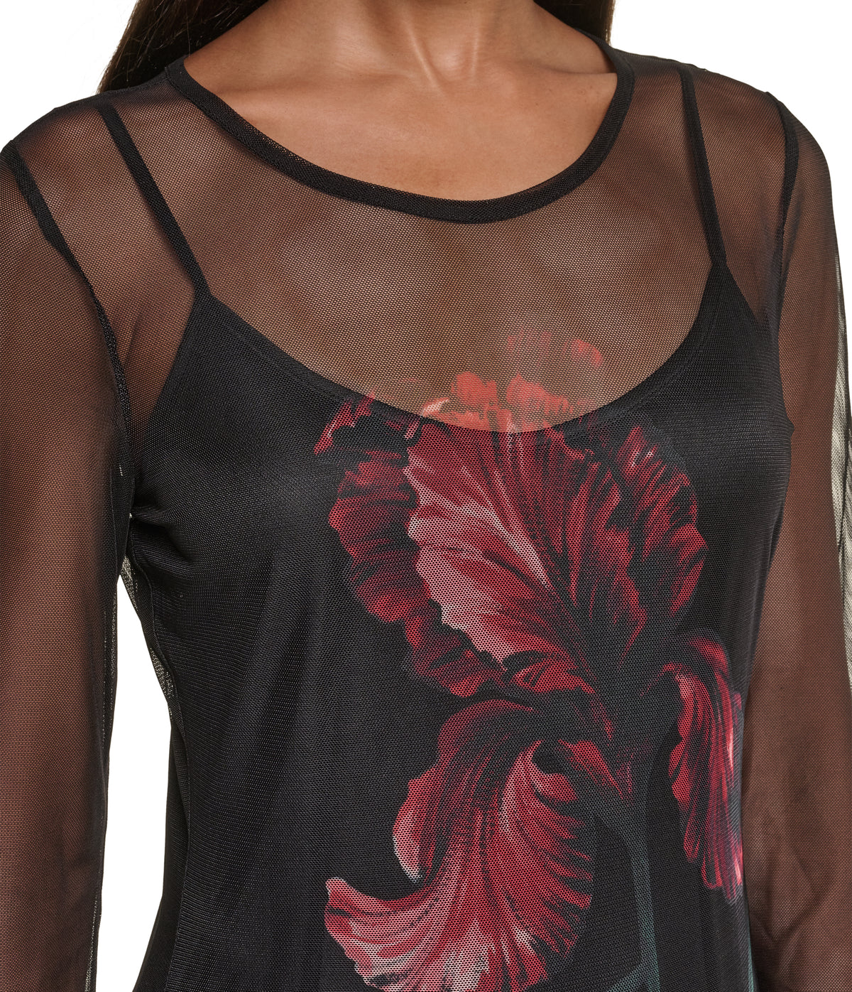 MESH FLORAL PRINT DRESS VIEW 6