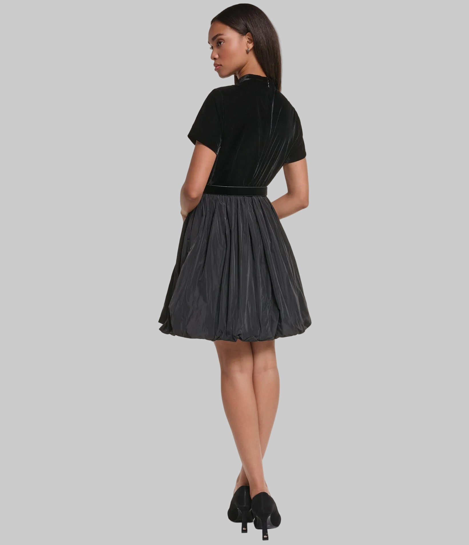 VELVET BELTED MINI DRESS VIEW 4