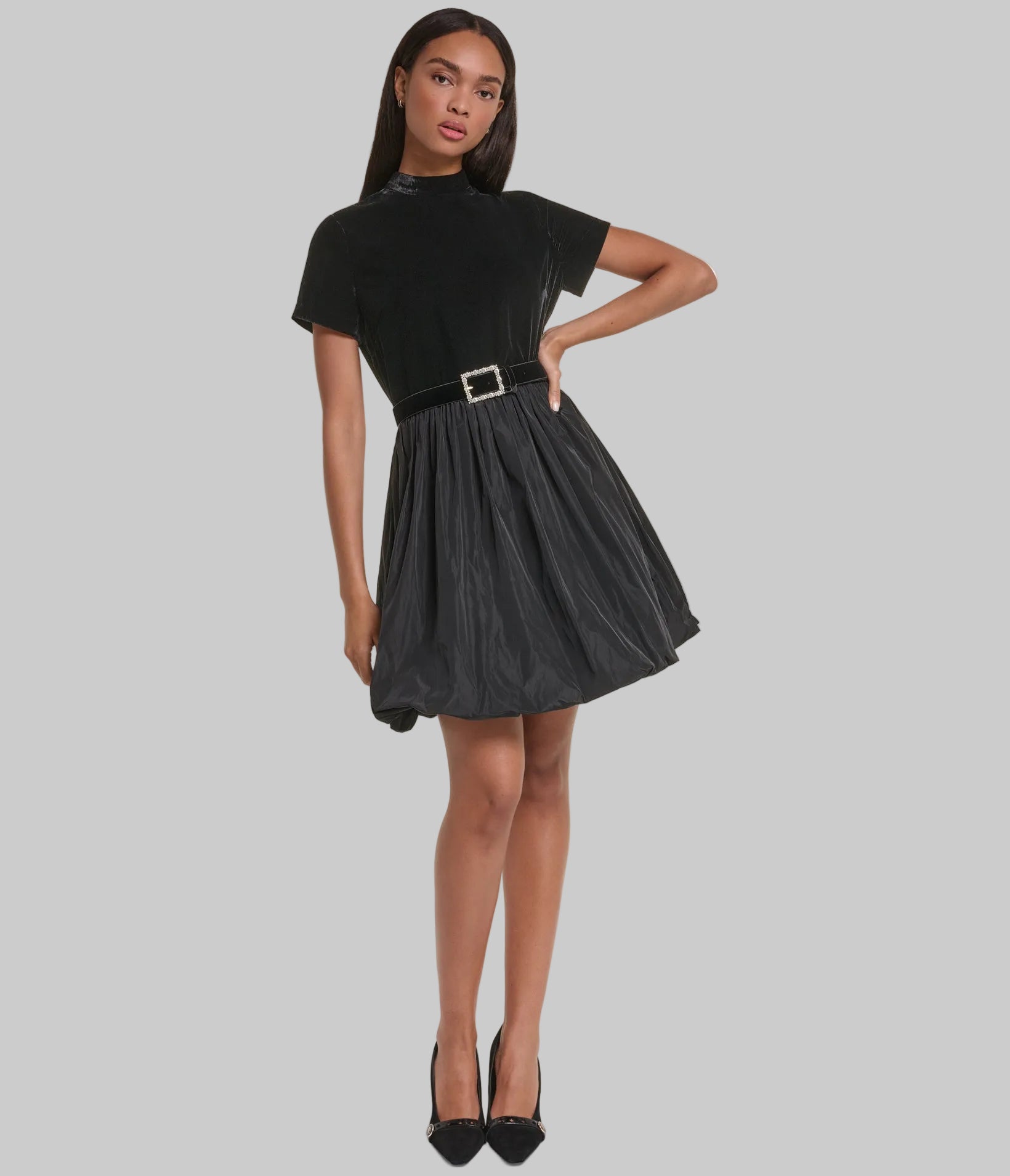 VELVET BELTED MINI DRESS VIEW 6