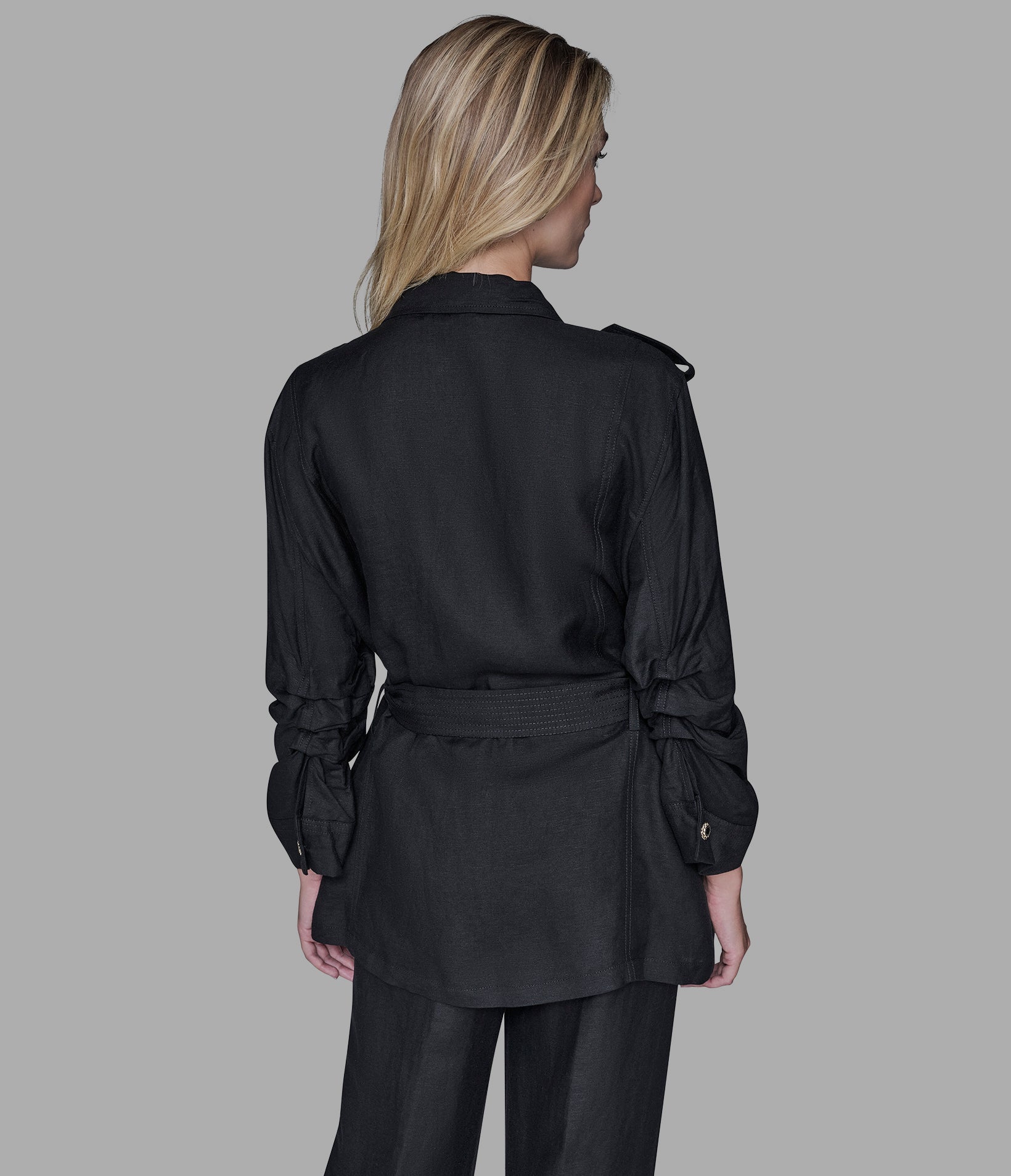 LINEN BLEND BELTED JACKET View 2 | Women's Matching Sets