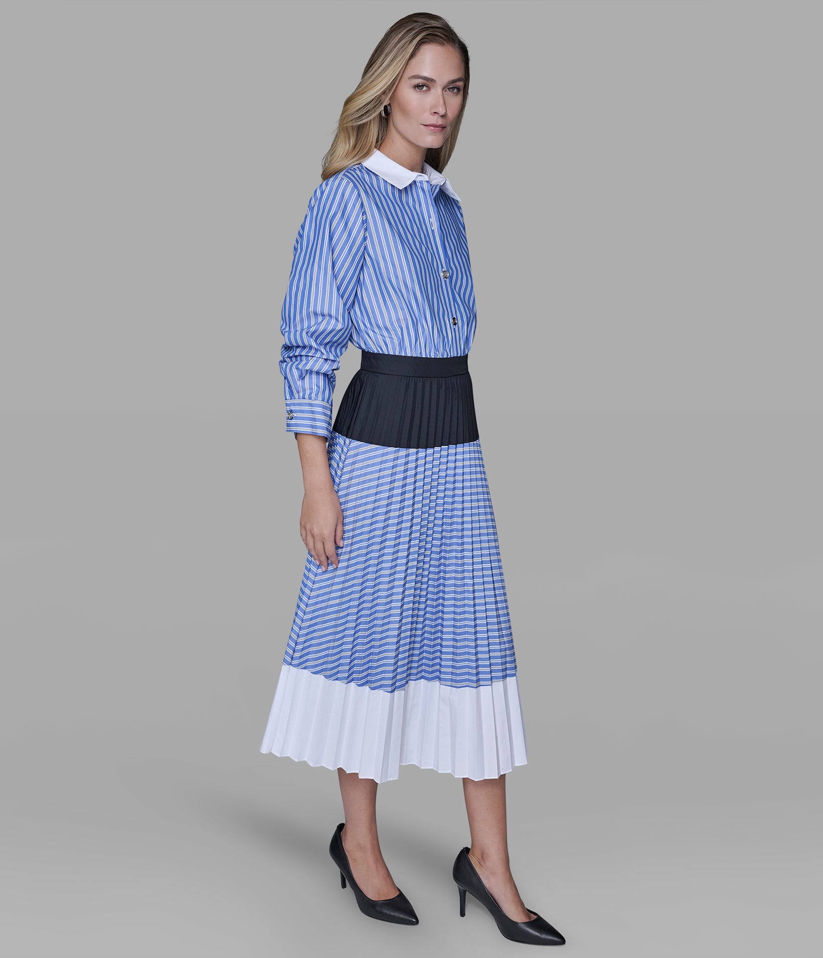 COLORBLOCK POPLIN MIDI DRESS VIEW 3 | New Arrivals