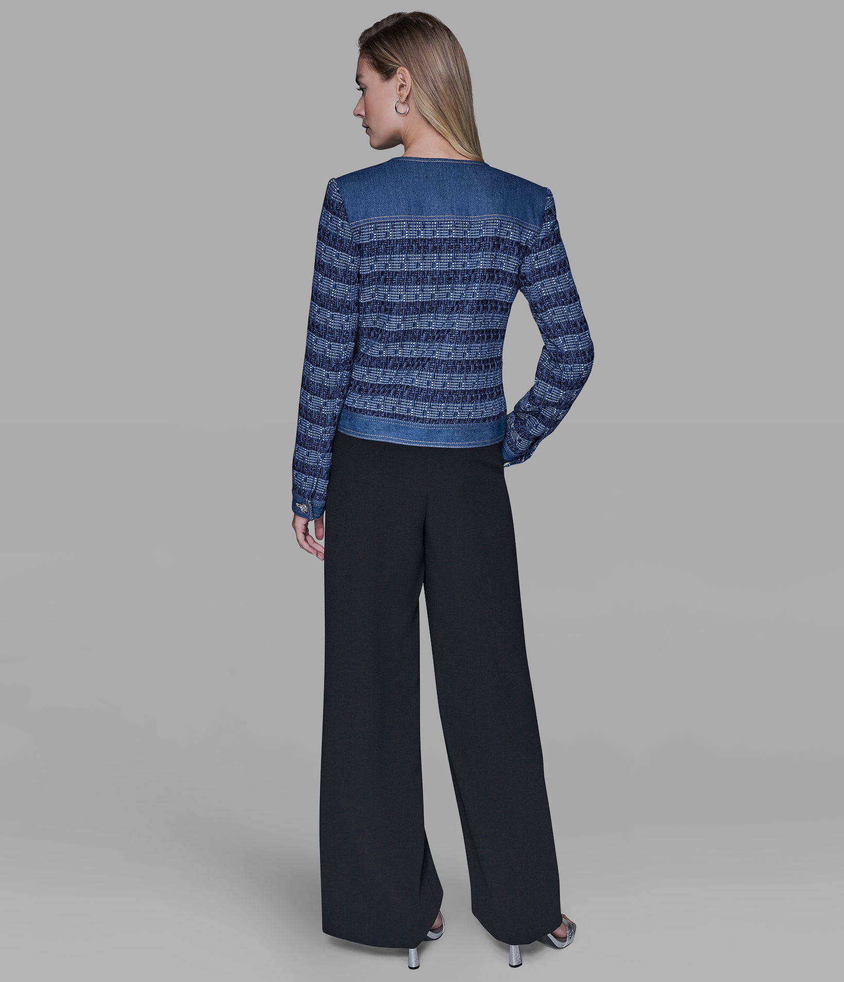 MIXED MEDIA TWEED DENIM JACKET VIEW 4 | New Arrivals