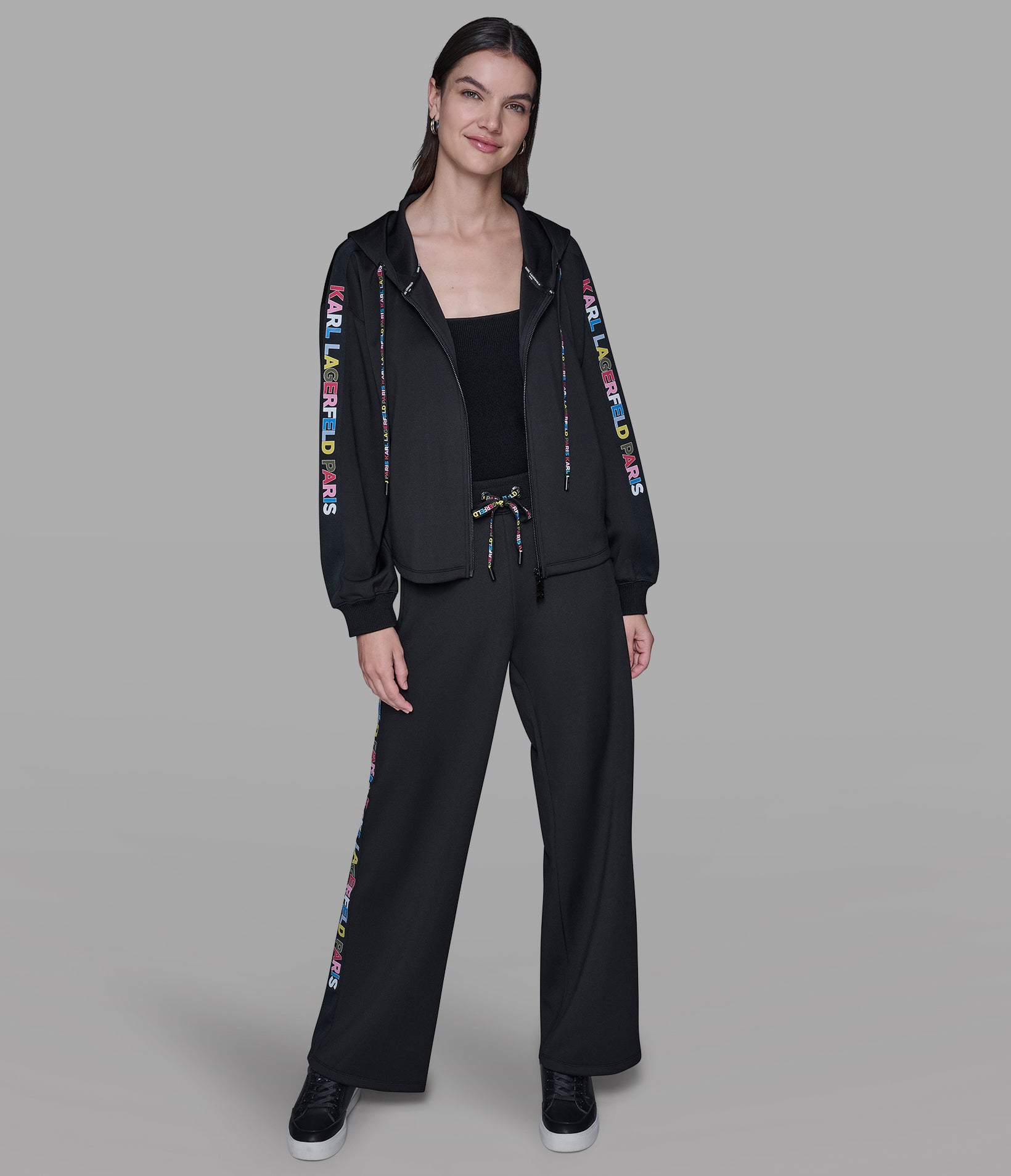 MULTI-COLOR LOGO TAPE FULL-ZIP HOODIE VIEW 4 | New Arrivals