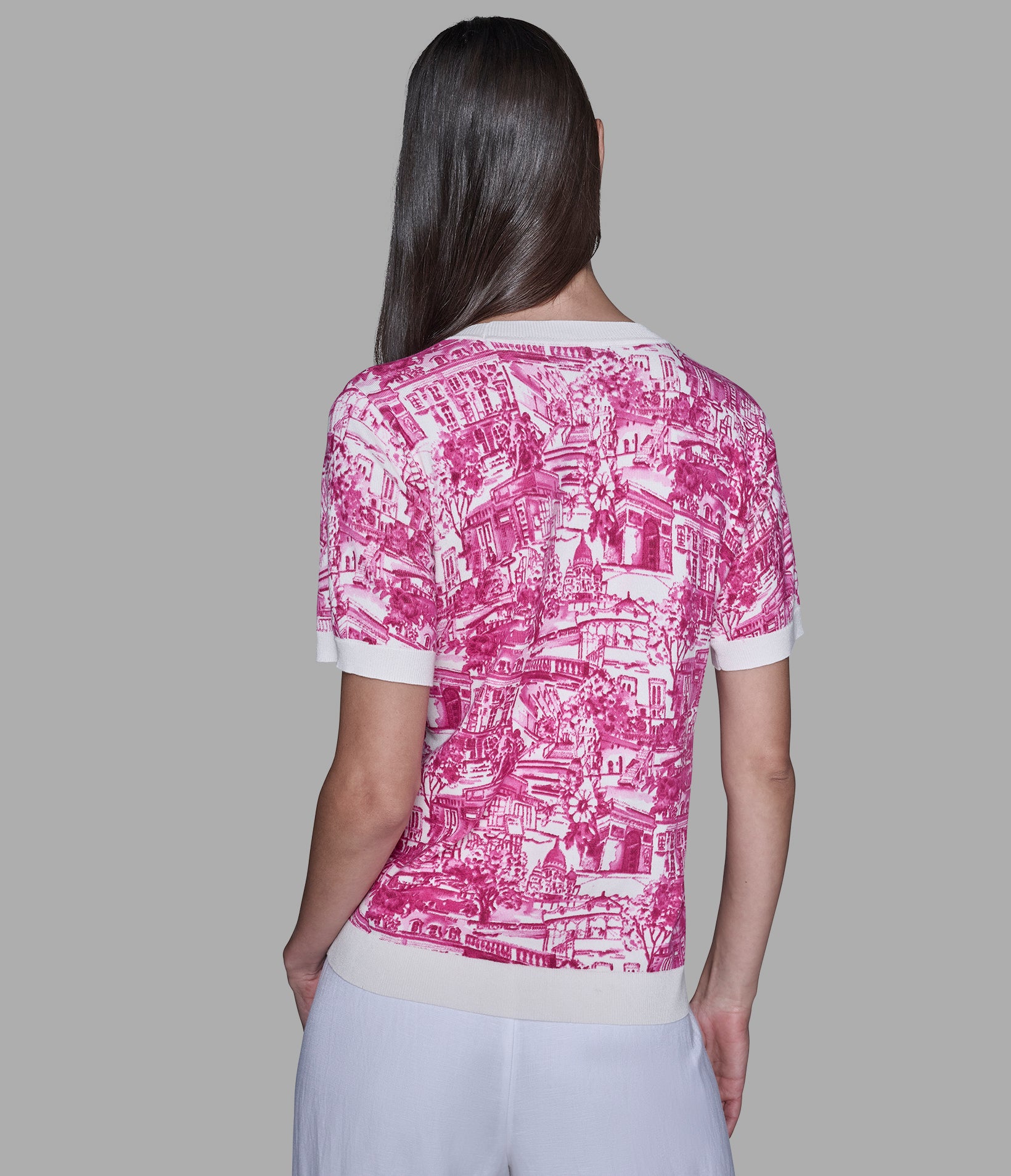 SHORT SLEEVE PARIS SKETCH SWEATER View 2 | Valentine's Day Shop