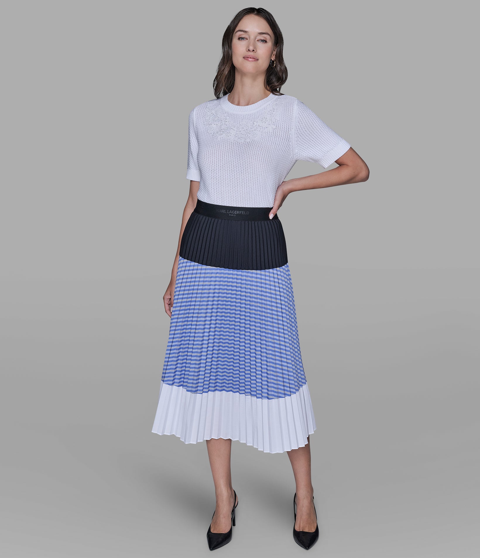 PLEATED COLORBLOCK SKIRT VIEW 4 | New Arrivals