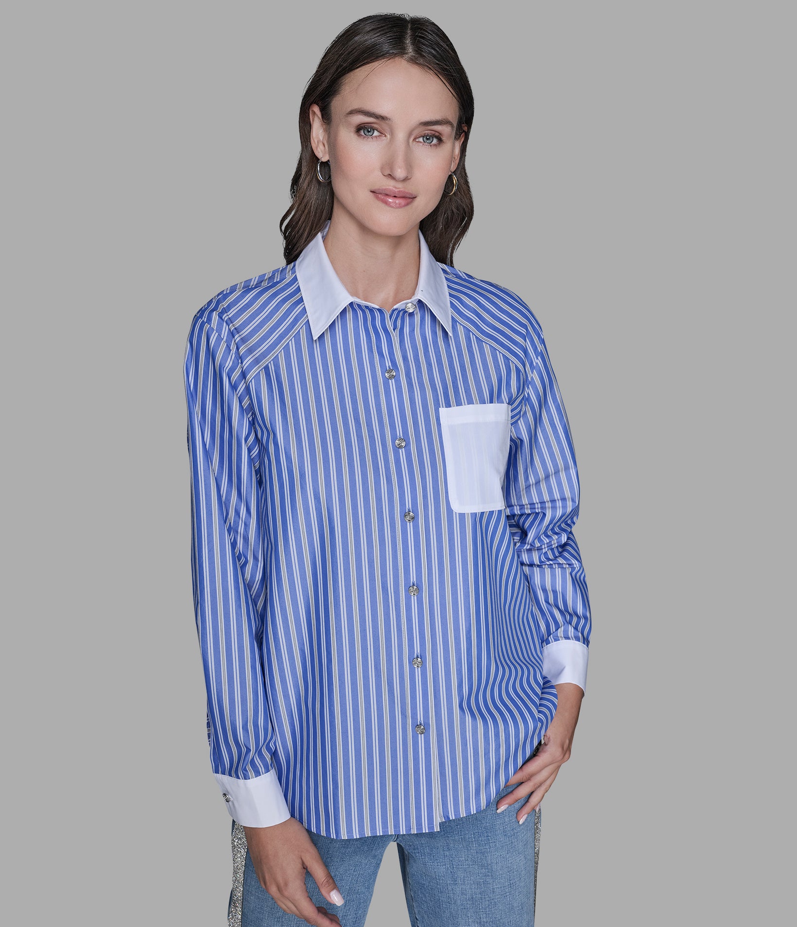 RAGLAN PINSTRIPE POPLIN SHIRT View 1 | New Arrivals